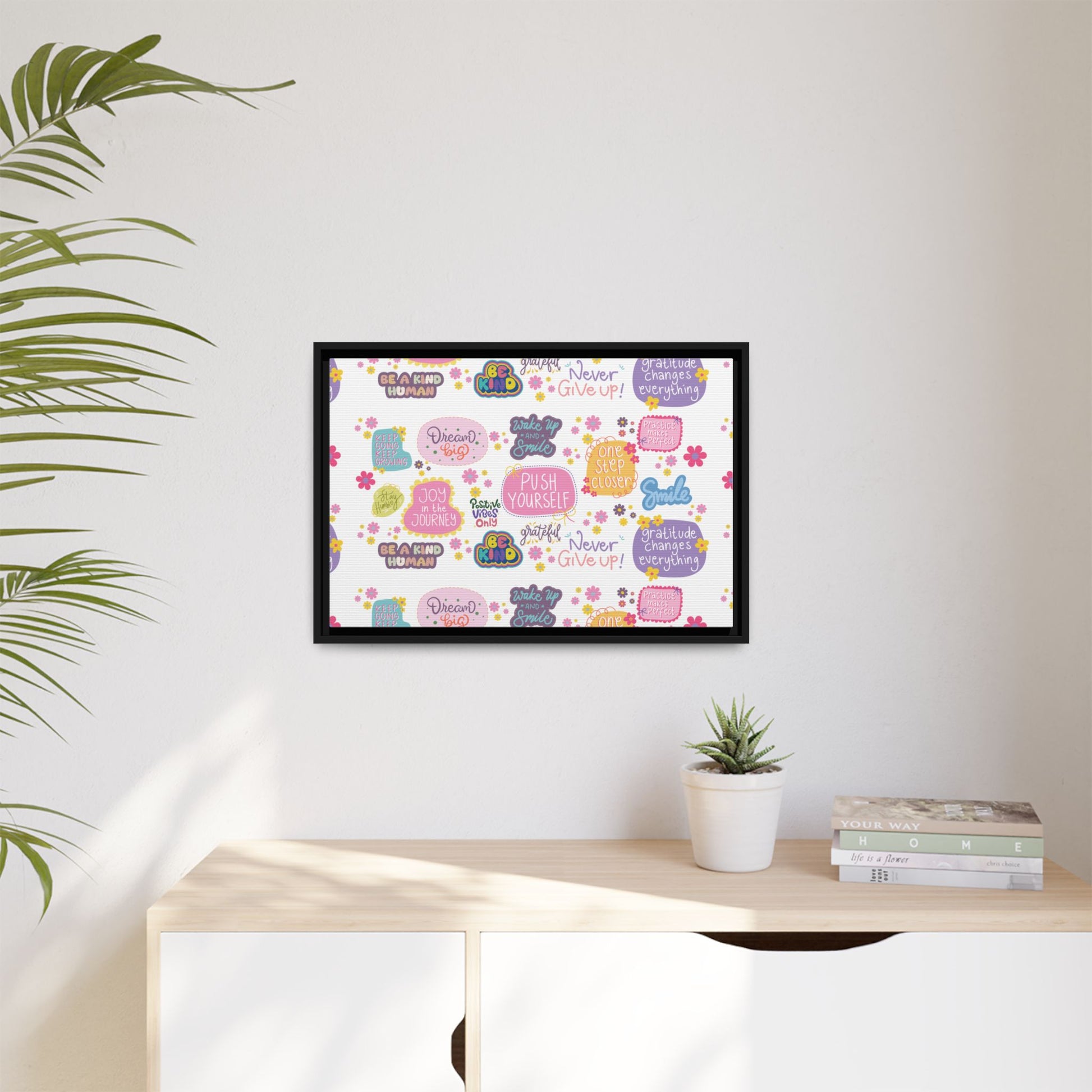 Good Vibes Only Canvas Wall Art – Ready‑to‑Hang Motivational Quote Picture, Positive Affirmation Home & Office Décor, Uplifting Gift Idea Bedroom, or Office Décor Gift for Mom