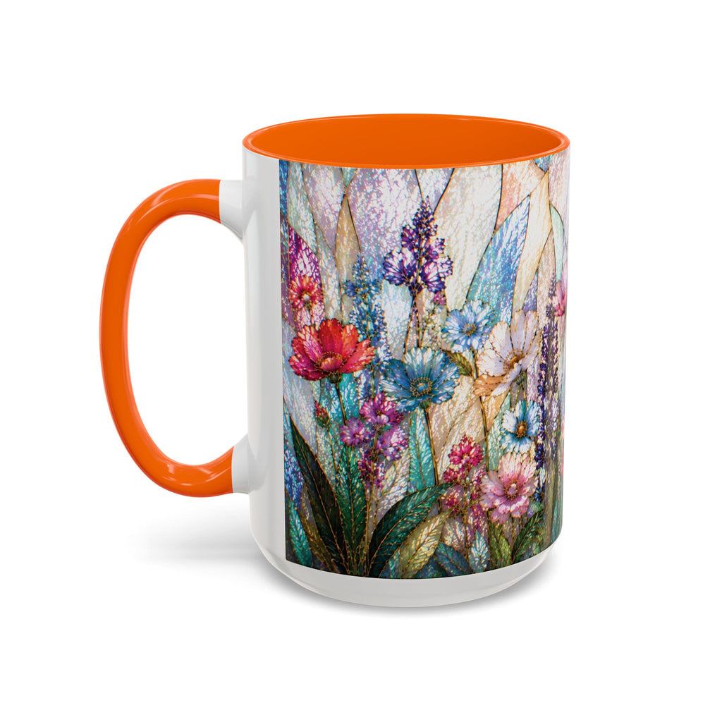 Wildflower Watercolor Coffee Mug Vibrant Wildflower Accent 11/15oz Stain Glass Illusion