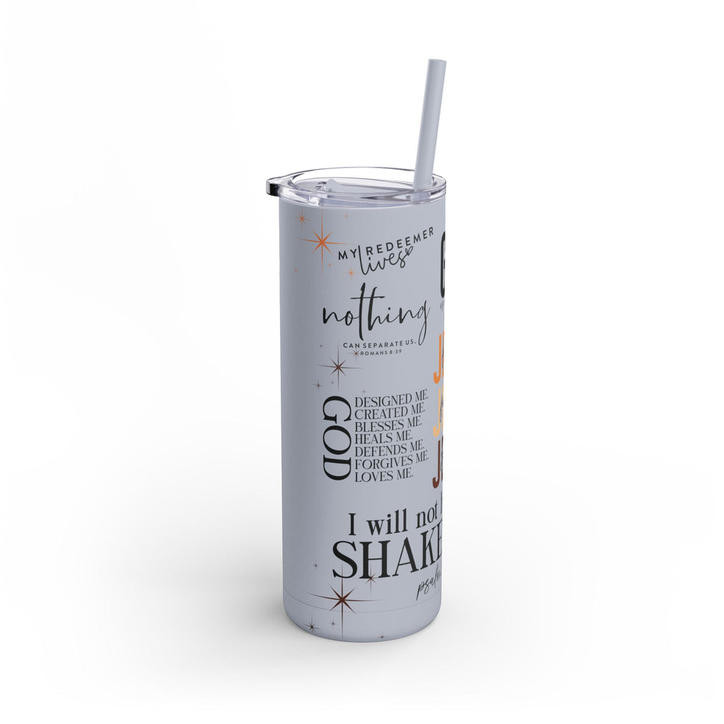 Inspirational Christian Skinny Tumbler 20oz Jesus Faith Gift, Bible Verse Travel Mug, Motivational Drinkware, Christian Prefect Gift