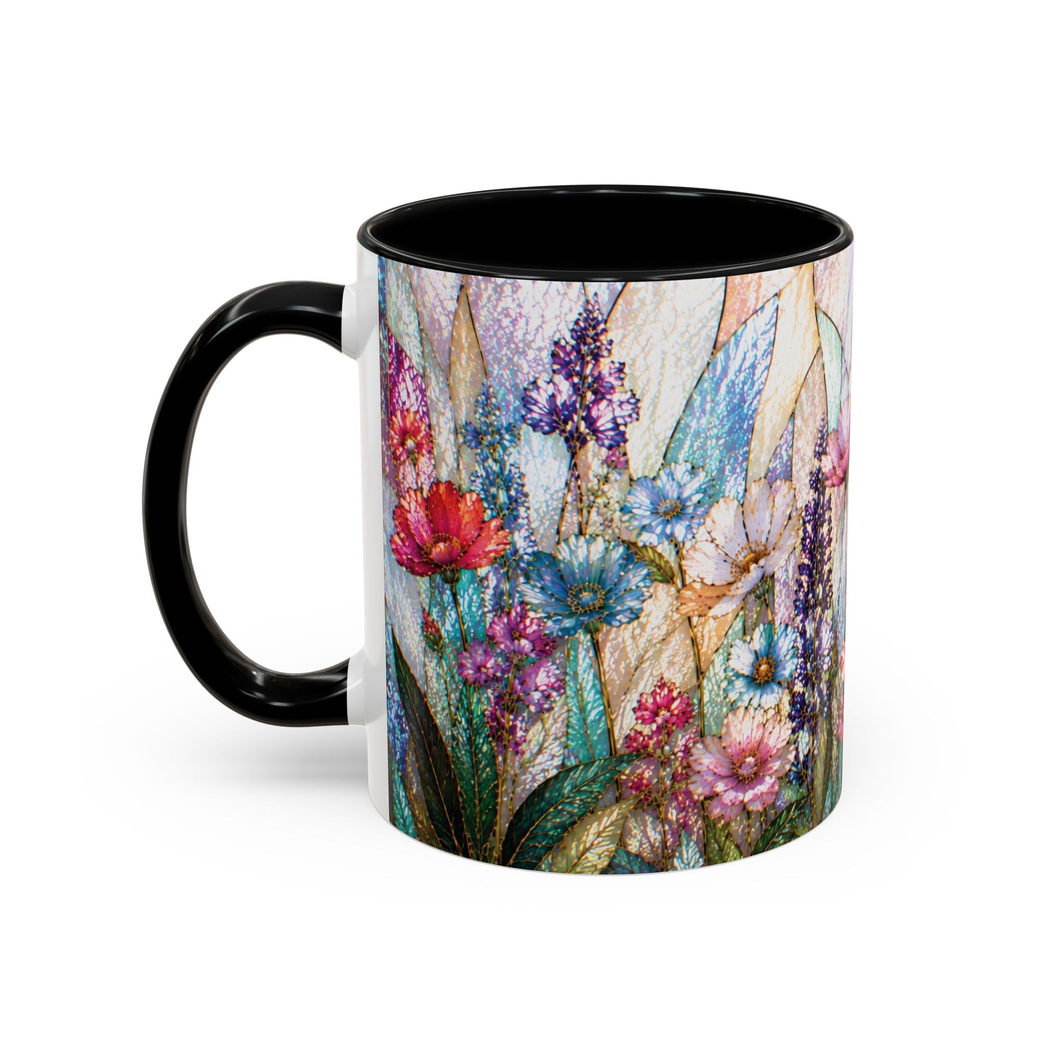 Wildflower Watercolor Coffee Mug Vibrant Wildflower Accent 11/15oz Stain Glass Illusion