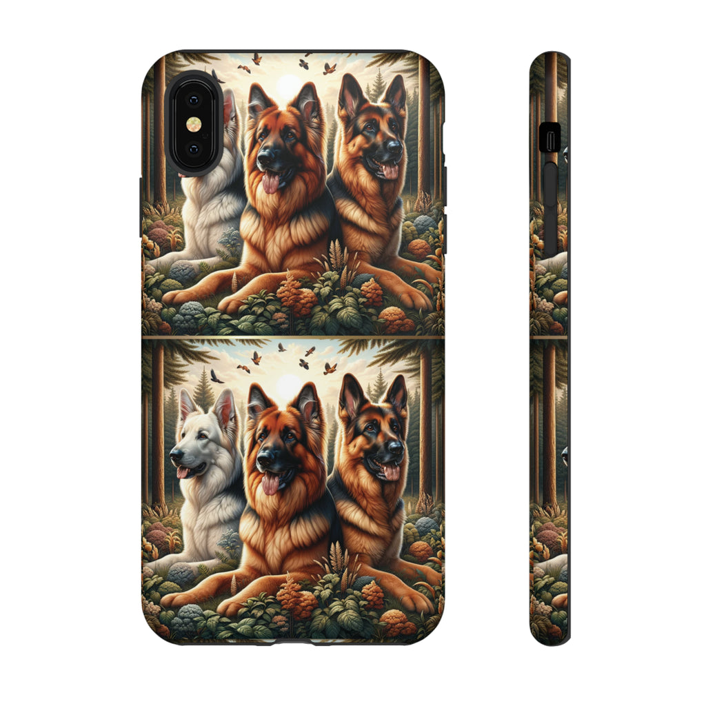 German Shepherd Phone Tough Case Floral Elegant Durable Dog Lover Devices iPhone 15, Samsung iPhone Samsung Accessory Gift for Her.