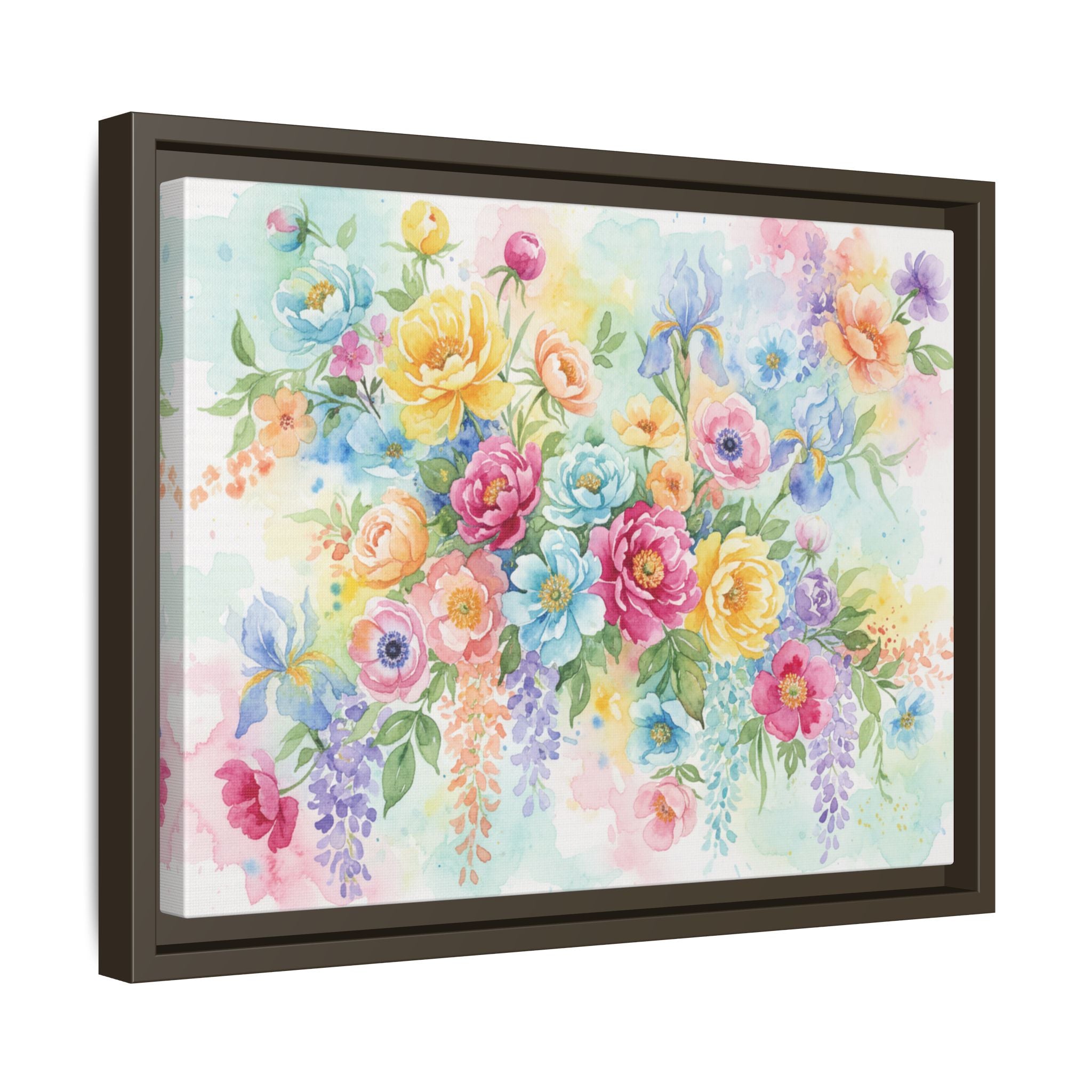 Toile Bouquet Floral Aquarelle, Art Mural Mat Encadré | Art Mural Multicolore