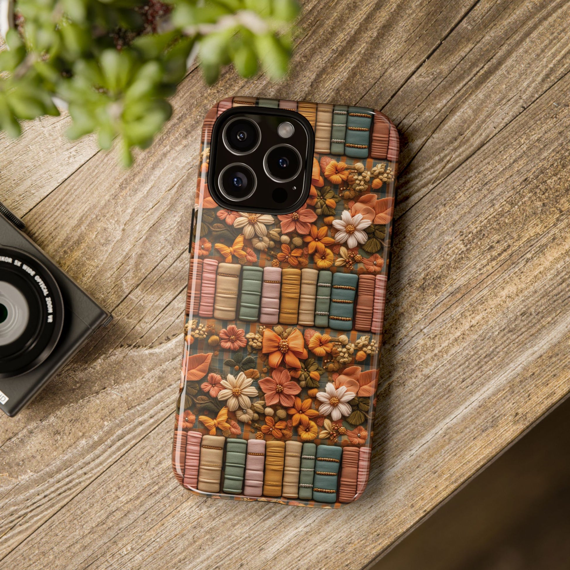 3D Illusion Boho Floral and Books Phone Case Gift for Her Phone 15, Samsung iPhone Samsung Gift for Her Case iPhone 15, Samsung iPhone Samsung Accessory Gift for Her