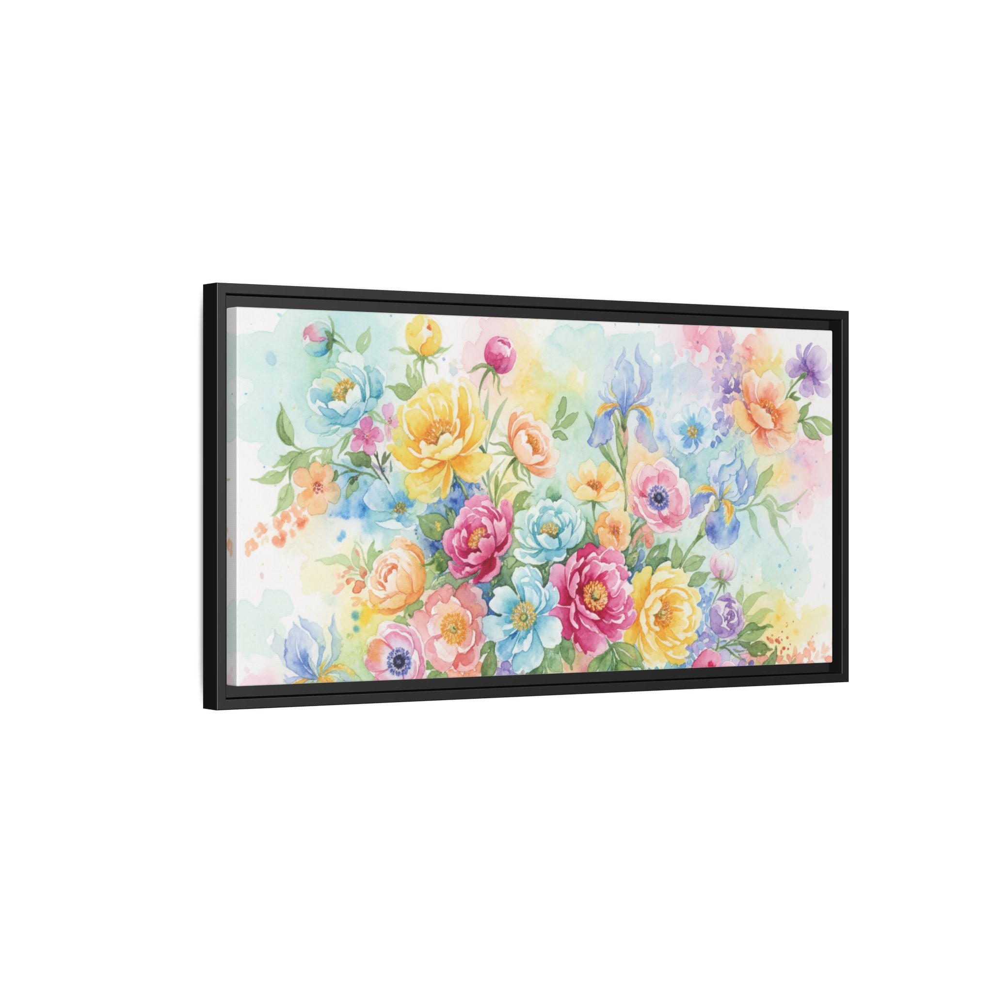 Toile Bouquet Floral Aquarelle, Art Mural Mat Encadré | Art Mural Multicolore