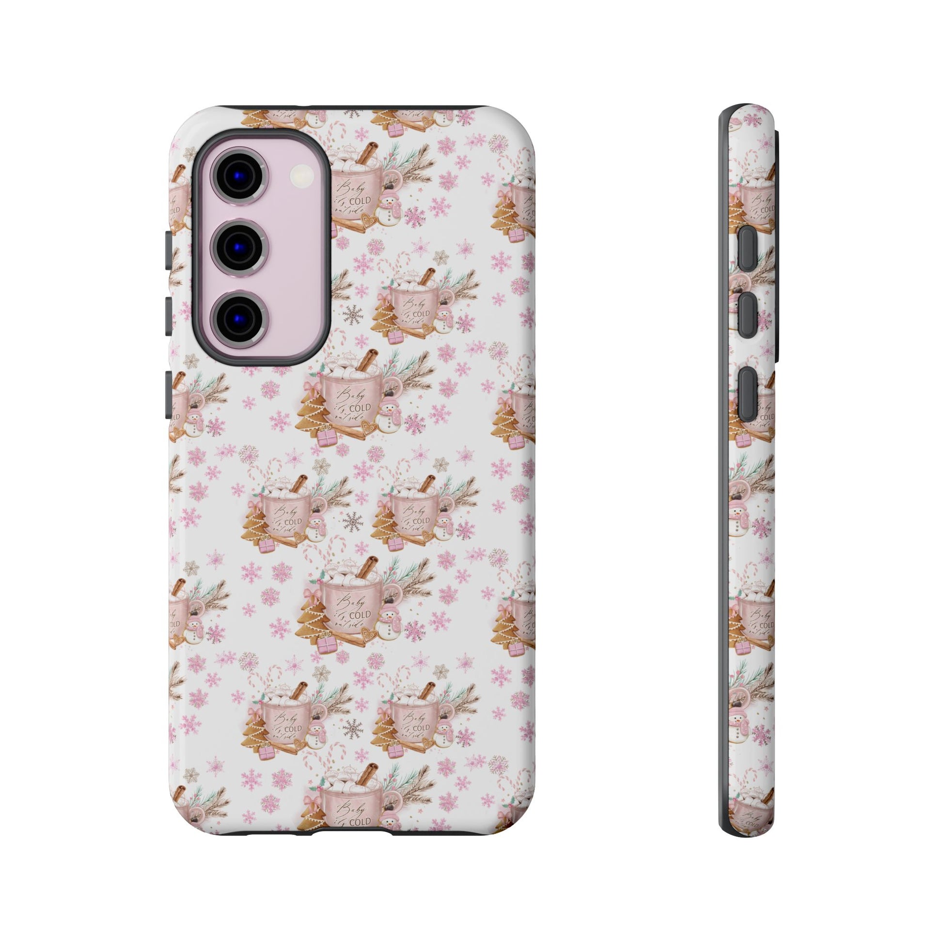 Baby it's Cold Outside Pink and White Phone Case Unique Holiday Protection for Your Device | Stylish & Durable Cover Gift for Her Phone 15, Samsung iPhone Samsung Accessory Gift for Her