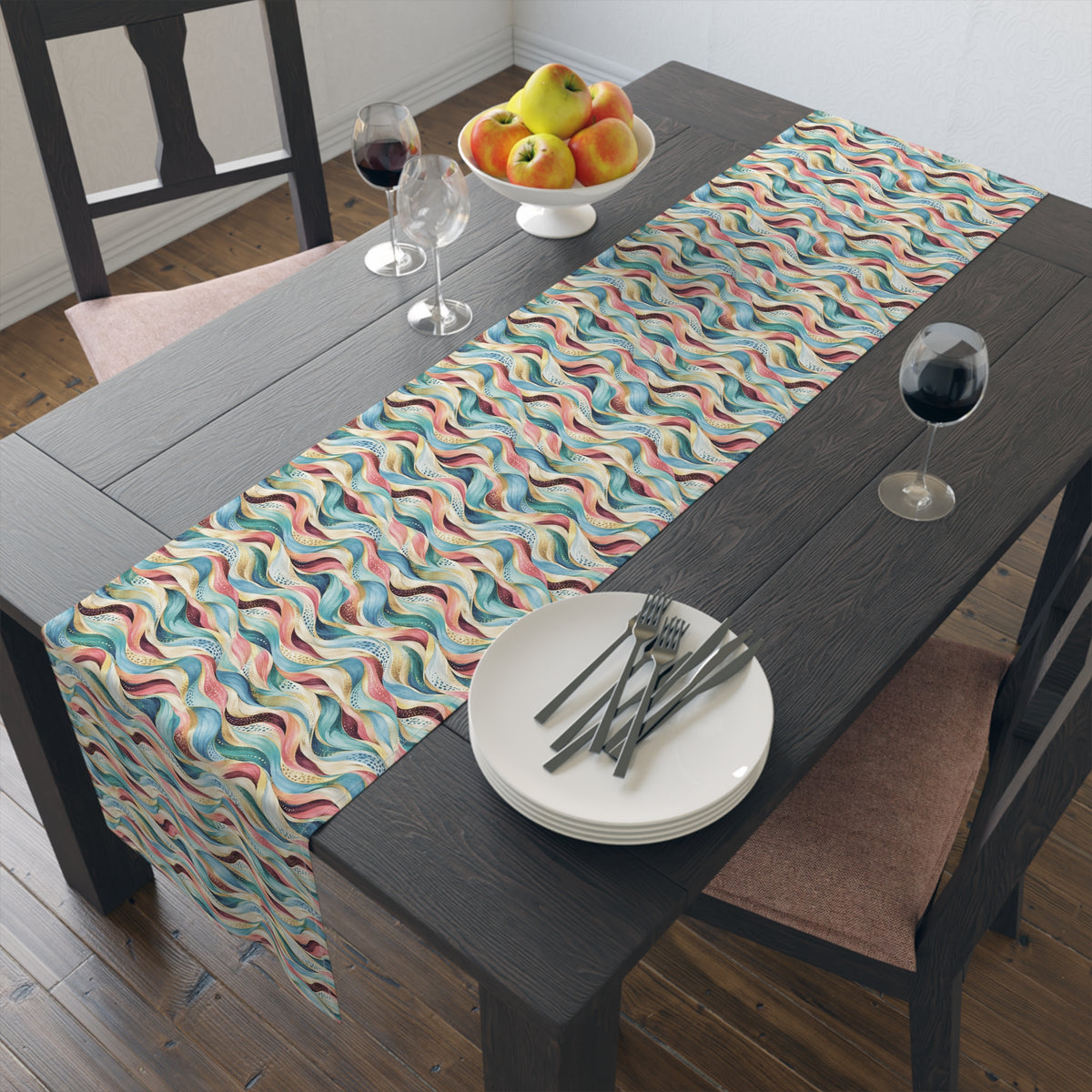 Retro Pastel Wave Table Runner