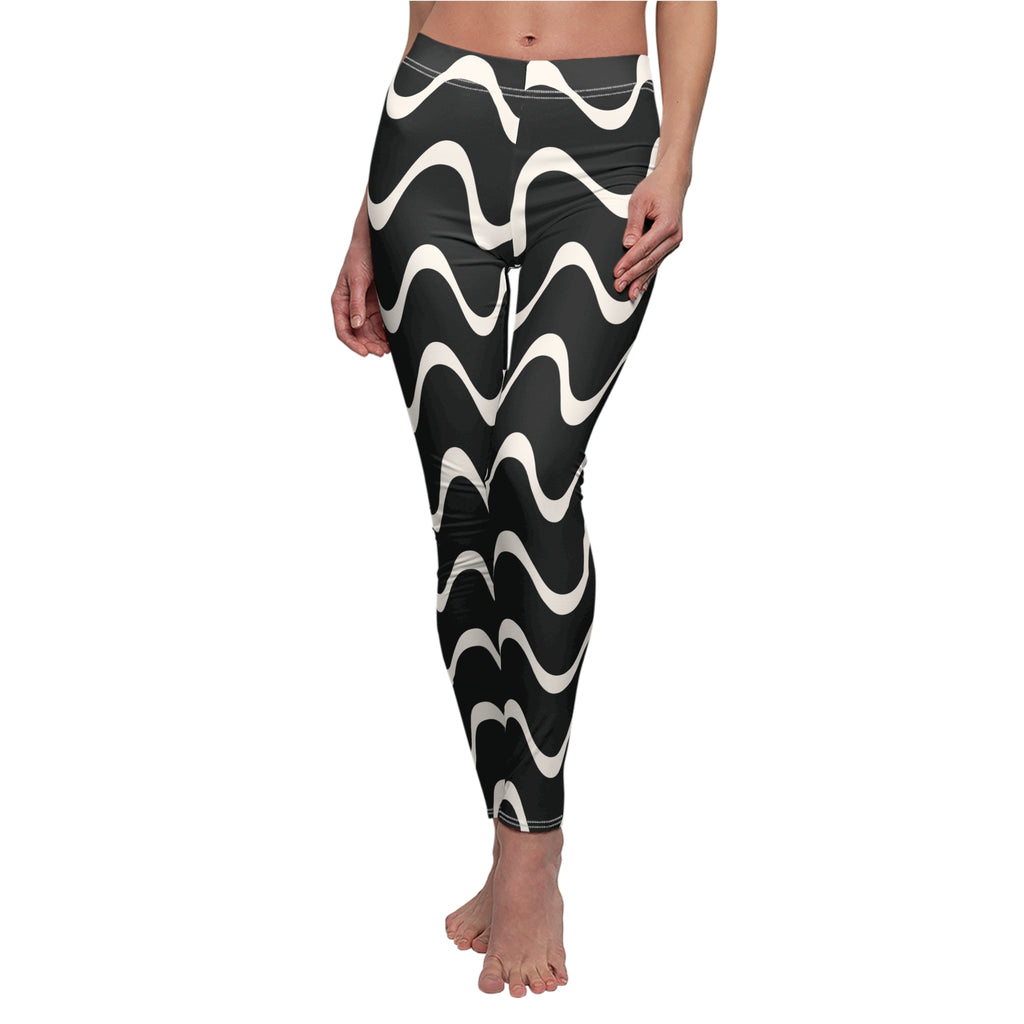 Black and White Abstract Women's Casual Leggings Stylish, Comfortable High-Waisted Yoga Pants for Everyday Wear, Workout, and Lounge – Perfect Gift Idea for Her – Available in Plus Sizes - MRSBYVALLE