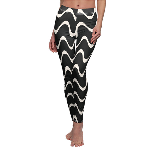 Black and White Abstract Women's Casual Leggings Stylish, Comfortable High-Waisted Yoga Pants for Everyday Wear, Workout, and Lounge – Perfect Gift Idea for Her – Available in Plus Sizes - MRSBYVALLE