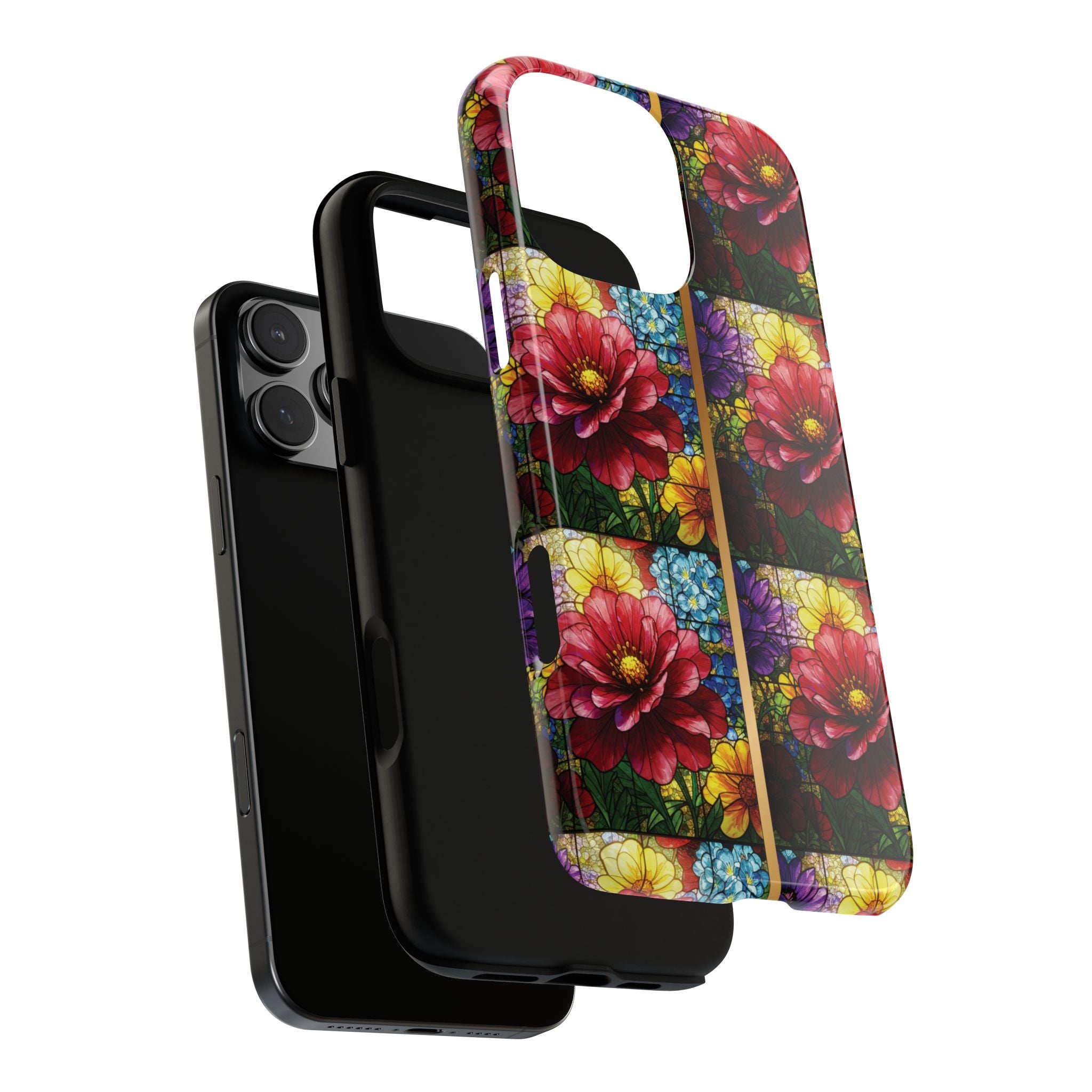 Stained Glass Illusion Floral Phone Case  3D Colorful Flower Design, Protective Christian Gift, Fits iPhone, Samsung, Google Pixel
