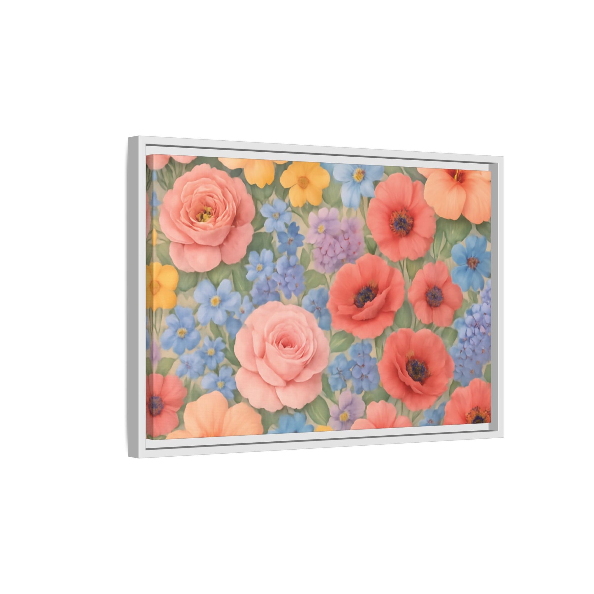 Luxury Framed Floral Canvas – Bold Multi-Color Botanical Wall Art, Elegant Nature-Inspired Accent for Living Room, Bedroom, or Office Décor Gift for Mom