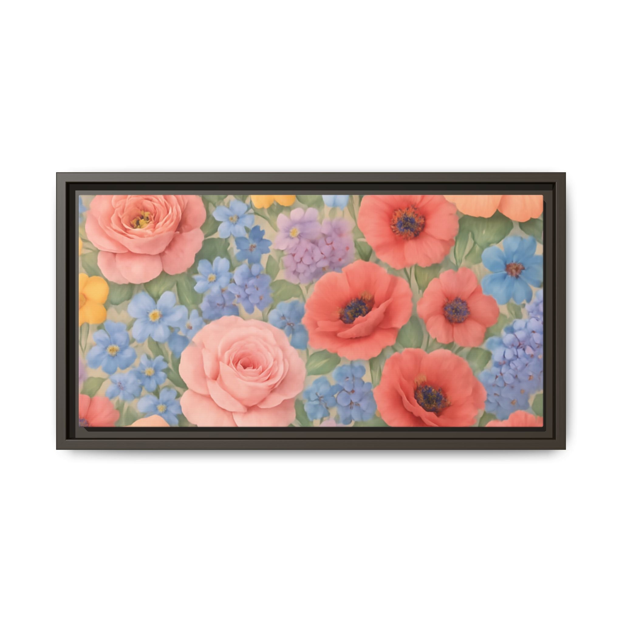 Luxury Framed Floral Canvas – Bold Multi-Color Botanical Wall Art, Elegant Nature-Inspired Accent for Living Room, Bedroom, or Office Décor Gift for Mom