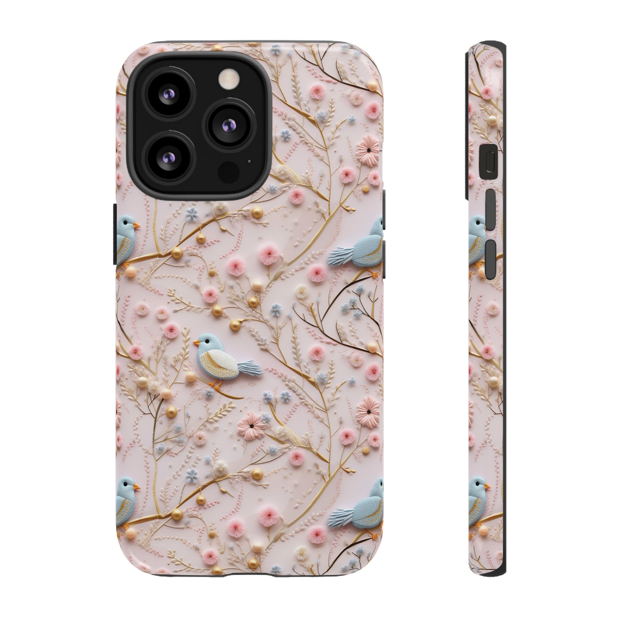 3D Birds Elegant Faux Flowers Phone Case Stylish & Durable for iPhone Samsung Gift iPhone 15, 14, 13 Samsung Pixel Gift for Mom Accessory Gift for Her