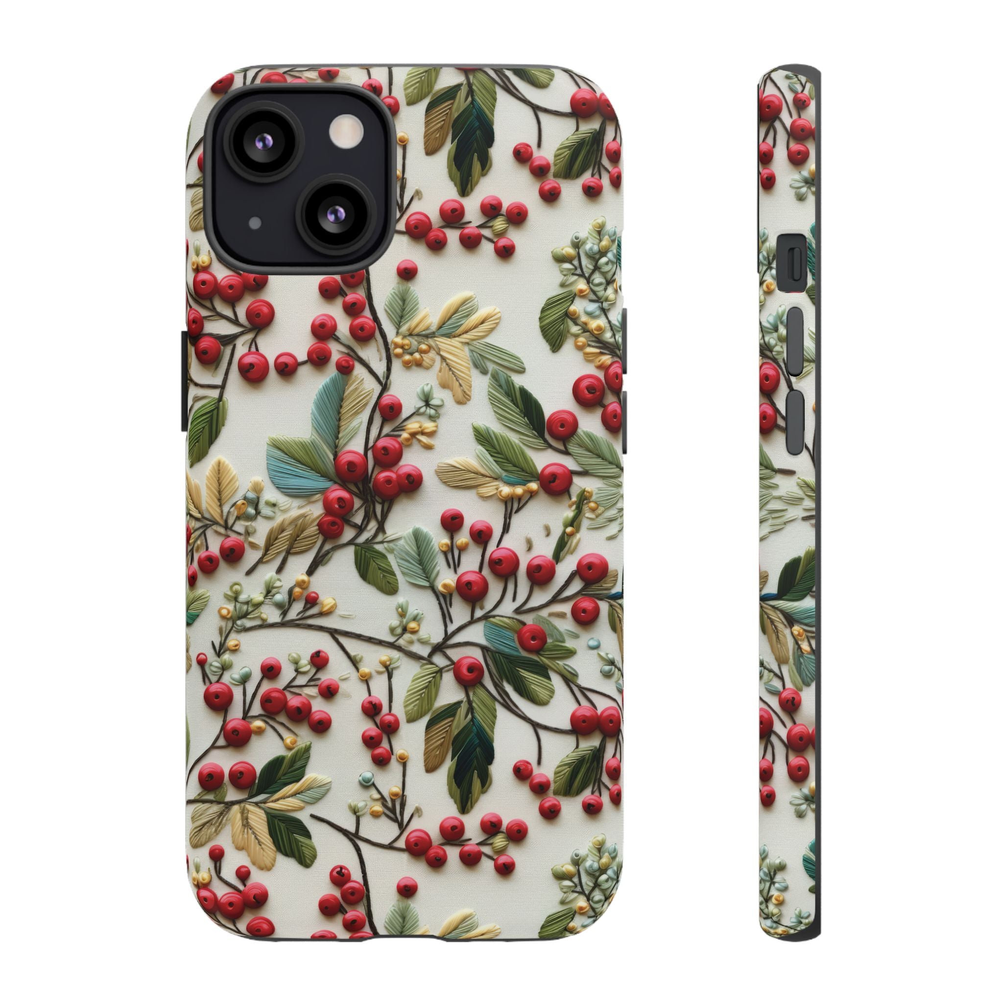 Holly Christmas Wildflowers Boho Chic Design Phone Case - Stylish, Protective Cover for All Models Gift for Mom Accessory Gift for Her