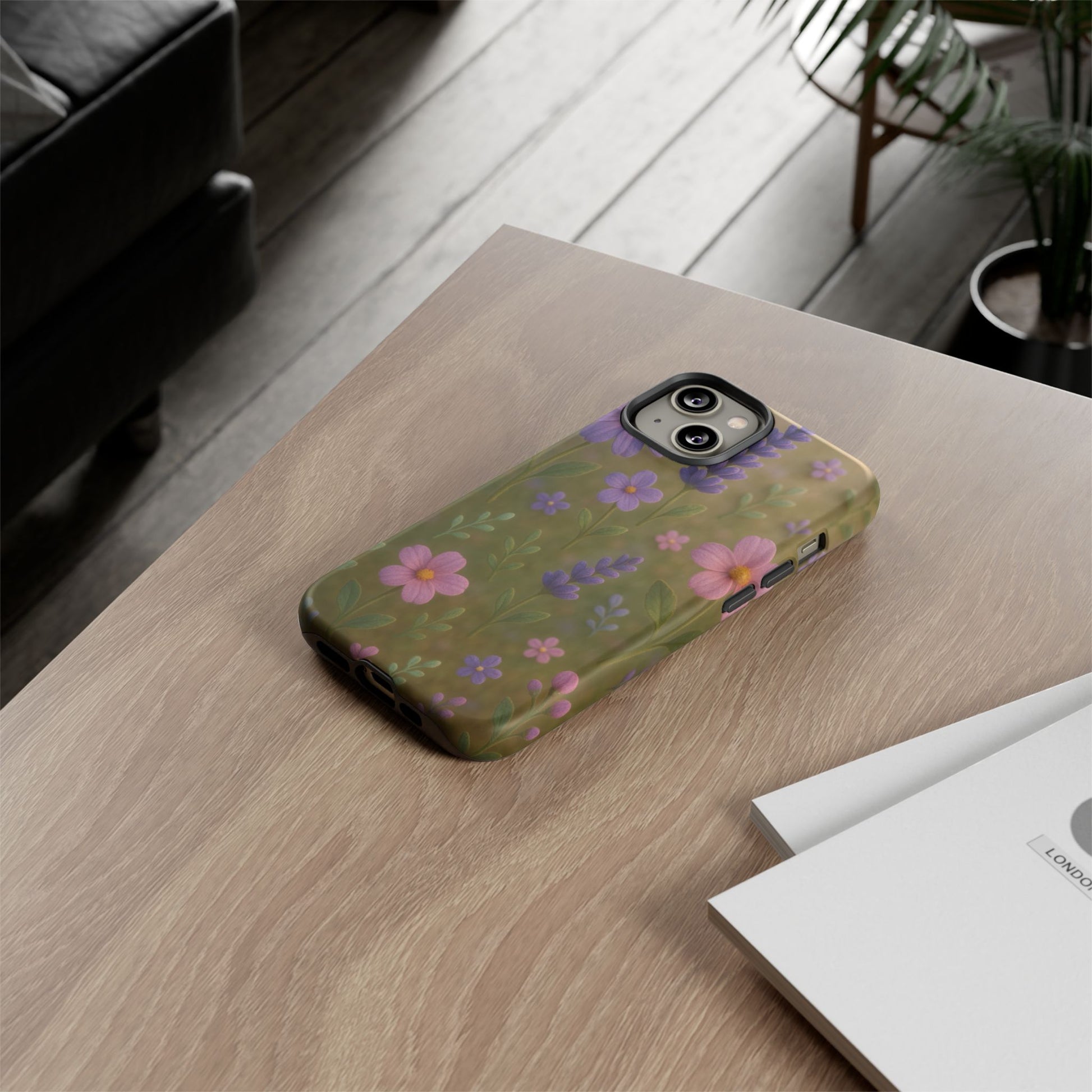 Pastel Flowers 3D Illusion Wildflower Phone Case Cute Pastel Floral Design in Lavender, Pink, Mint Green Aesthetic Protective Case for iPhone and  Android