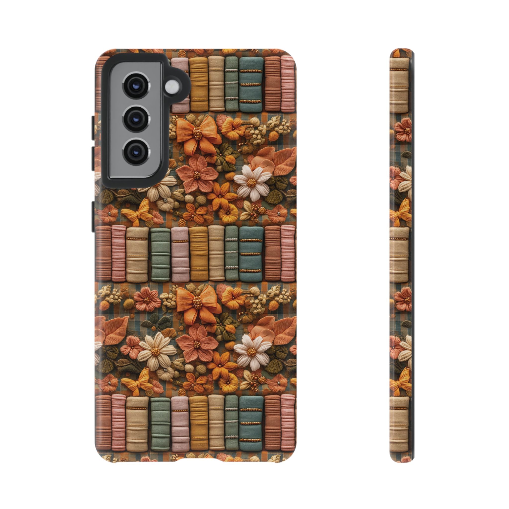3D Illusion Boho Floral and Books Phone Case Gift for Her Phone 15, Samsung iPhone Samsung Gift for Her Case iPhone 15, Samsung iPhone Samsung Accessory Gift for Her