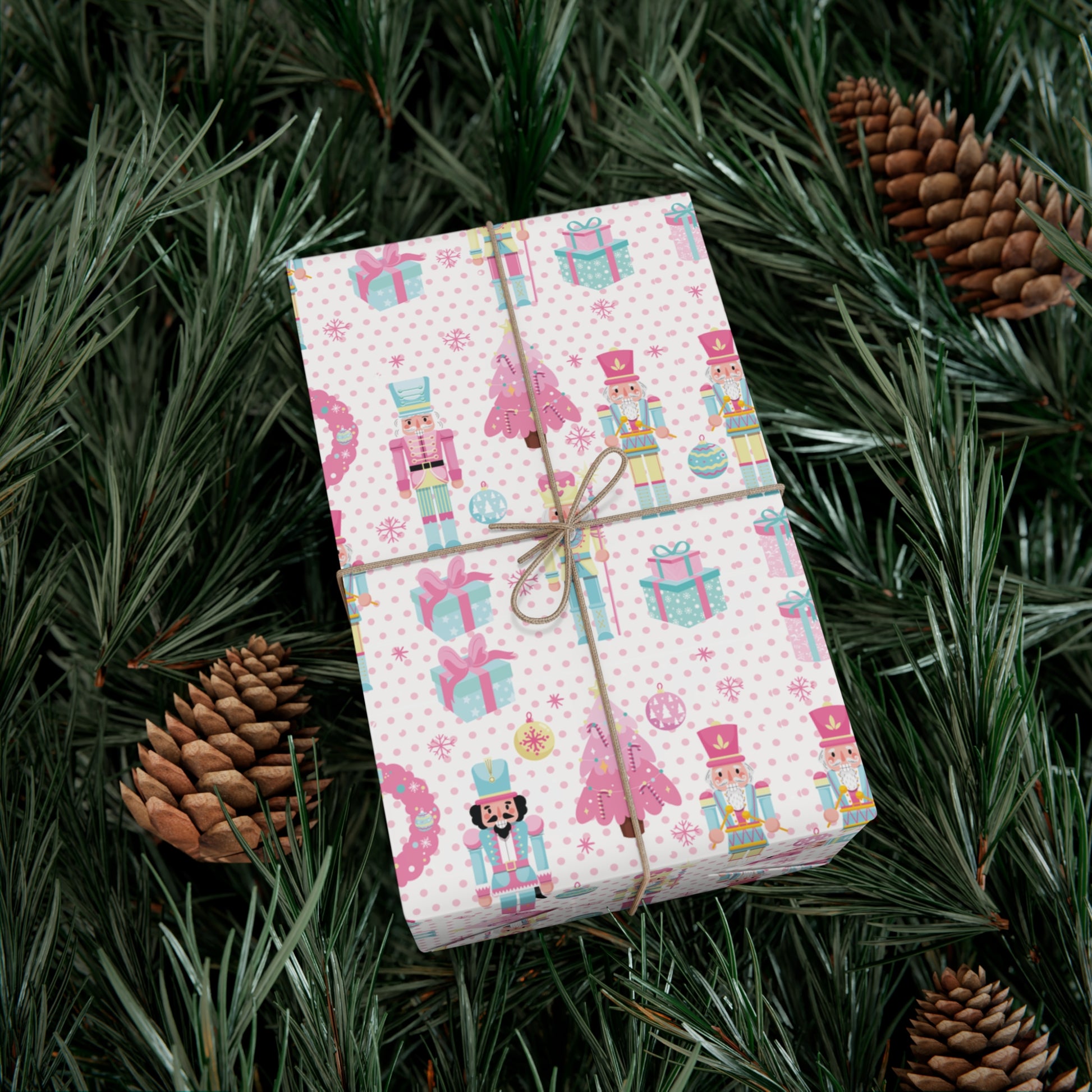 Pink Christmas Nutcrackers Wrapping Paper | Vibrant Seasonal Blooms | Perfect for Thanksgiving, Birthdays, Special Occasions | Premium Quality Gifts Moms - MRSBYVALLE