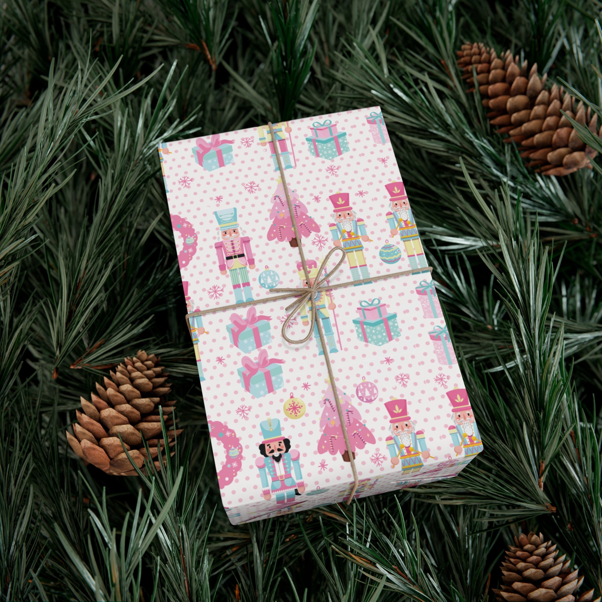 Pink Christmas Nutcrackers Wrapping Paper | Vibrant Seasonal Blooms | Perfect for Thanksgiving, Birthdays, Special Occasions | Premium Quality Gifts Moms - MRSBYVALLE