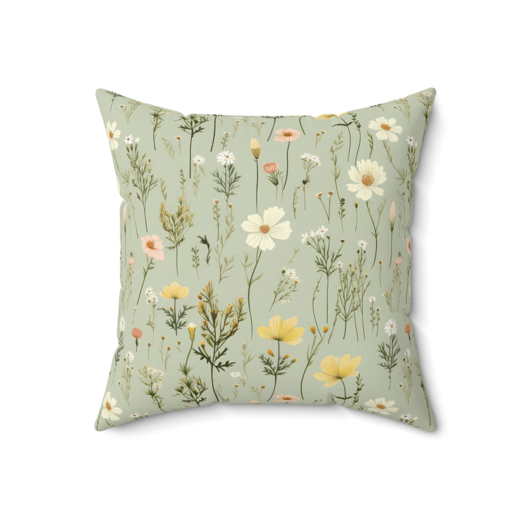 Boho Wildflowers Square Pillow Vibrant Floral Design Soft and Stylish Decorative Throw Pillow for Boho-Inspired Home DécorBridal Shower - MRSBYVALLE