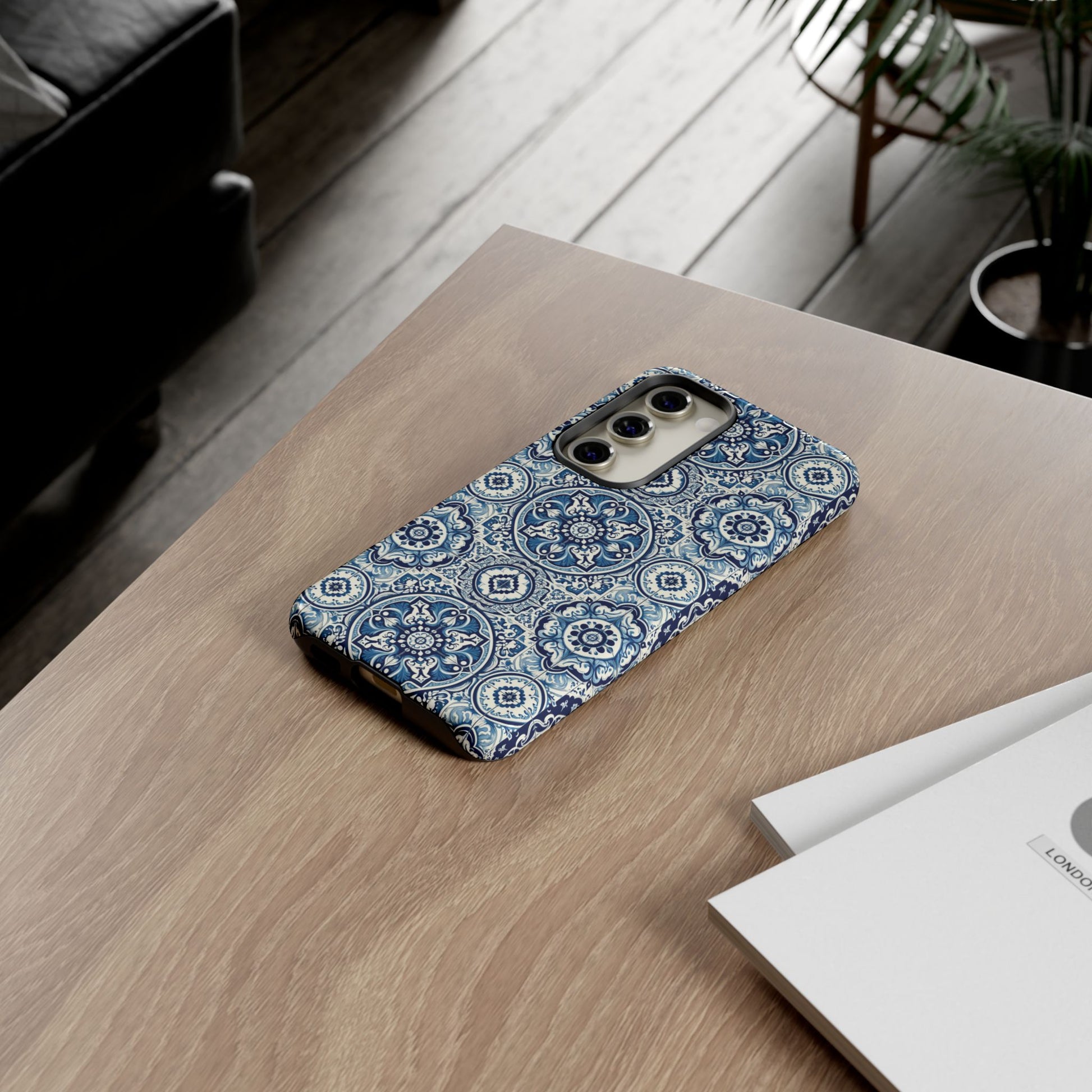 Azulejo Tile Phone Case Elegant Mediterranean Blue Porcelain Design iPhone 17, 16, 15, Samsung iPhone Samsung Accessory Gift for Her