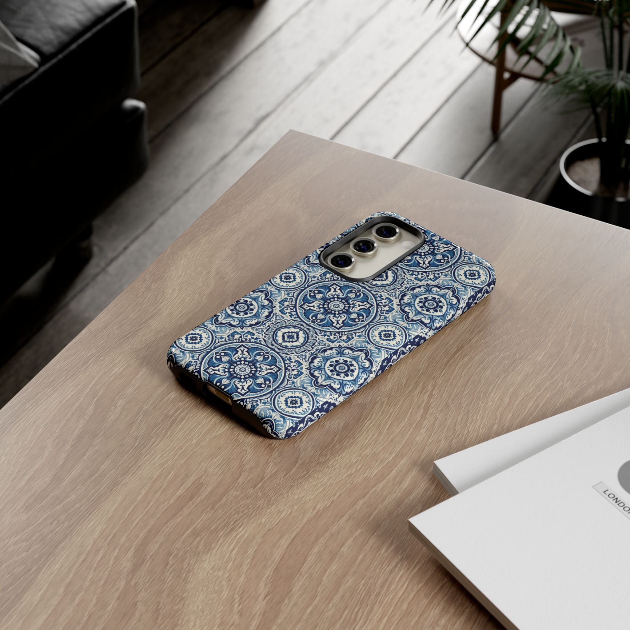 Azulejo Tile Phone Case Elegant Mediterranean Blue Porcelain Design iPhone 17, 16, 15, Samsung iPhone Samsung Accessory Gift for Her