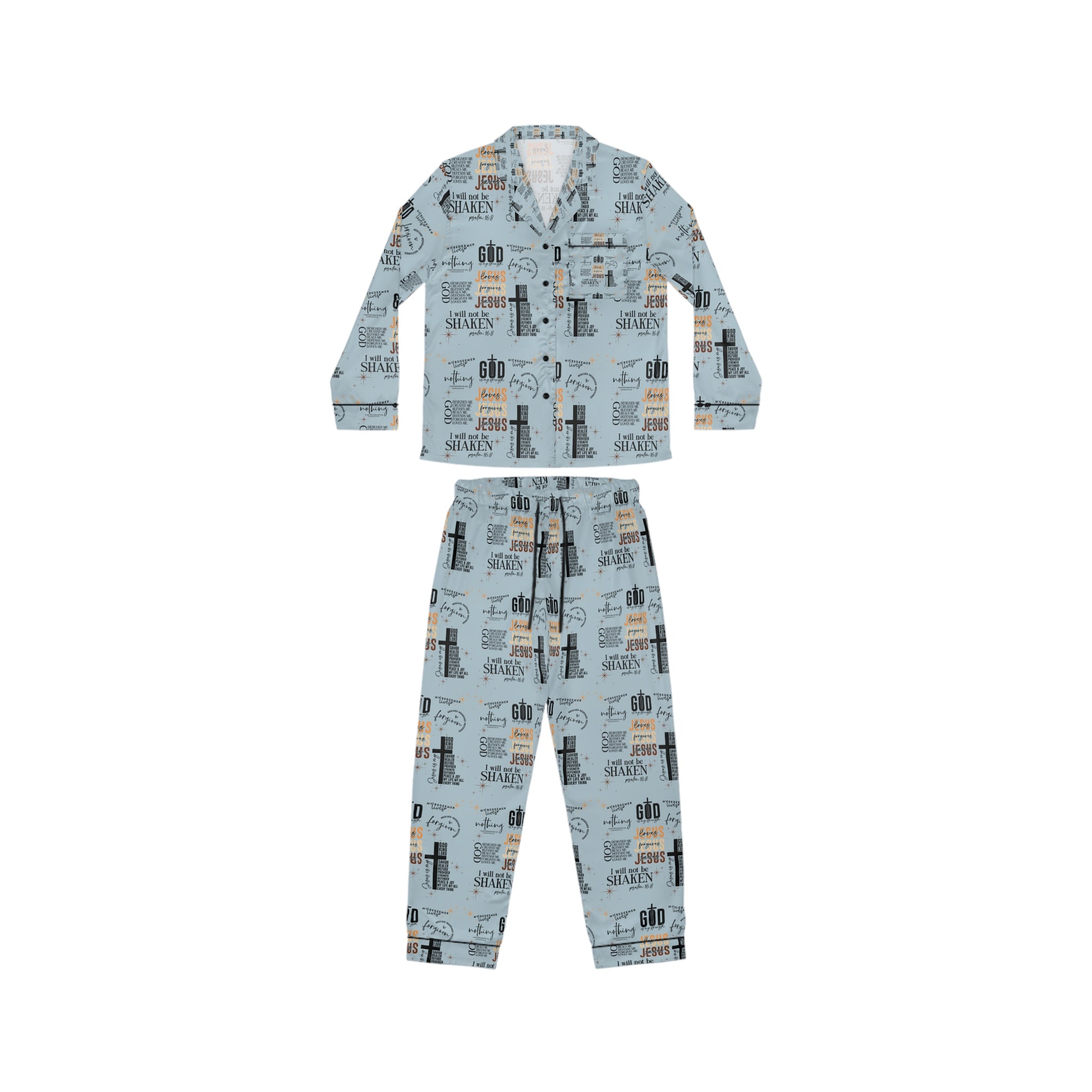 Ensemble de pyjama en satin imprimé « Foi inébranlable » – Cadeau parfait pour maman, pour une fête prénuptiale ou une soirée