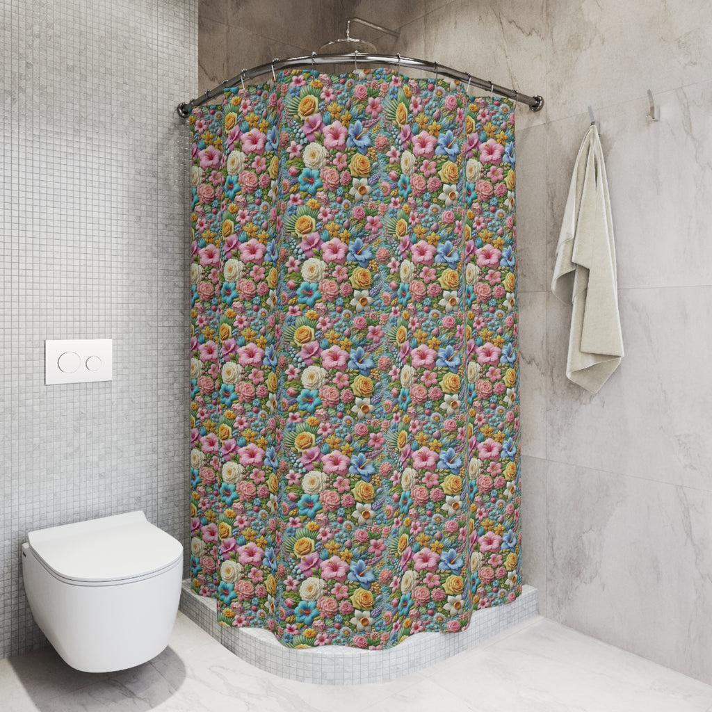 Boho Pastel Wildflower Shower Curtain 71x74 Inches, Vibrant Floral, Elegance and Charm to Your Bathroom Decor Perfect gift for Newlyweds - MRSBYVALLE