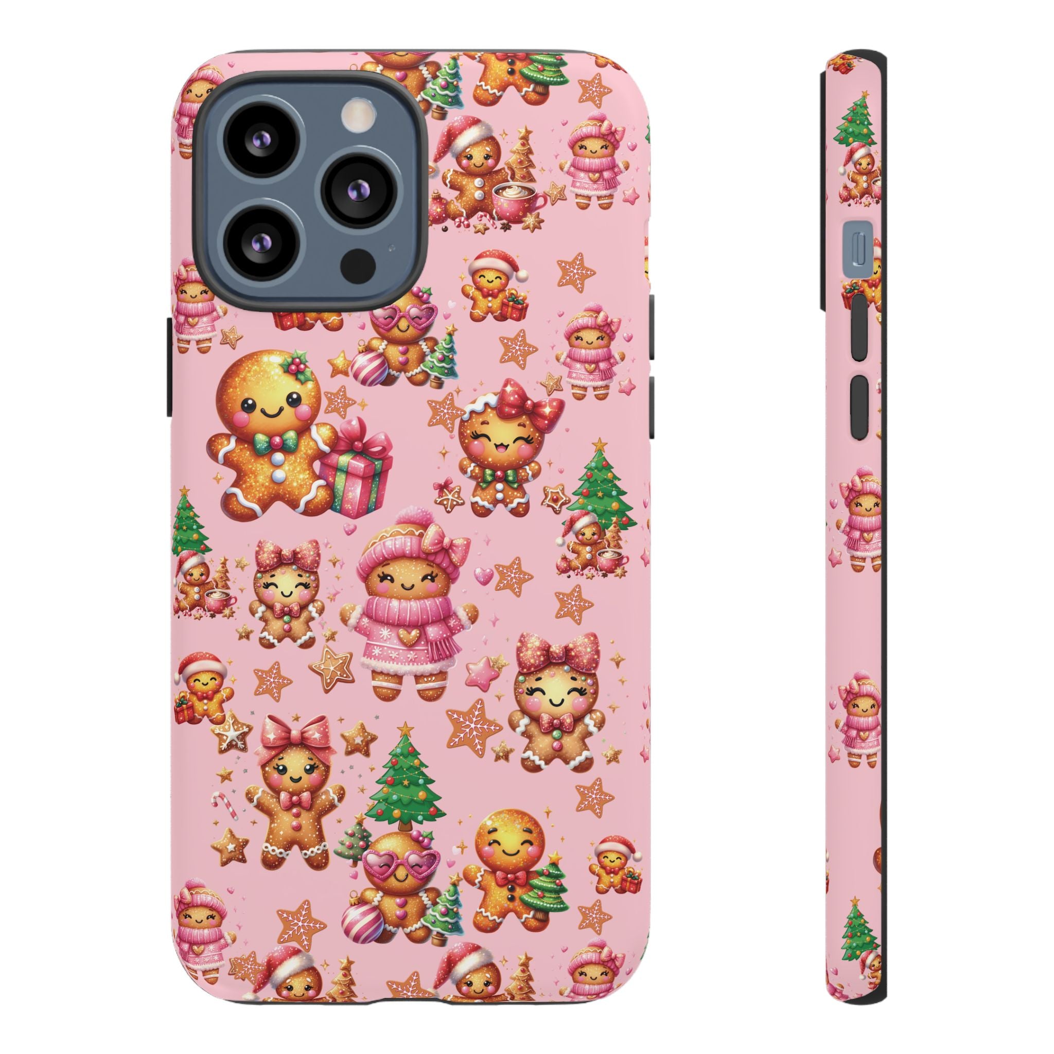 Adorable Pink Gingerbread Girl Phone Case Girly Holiday Vibes, Sweet Christmas Aesthetic, Cute & Festive Gift Idea for Her, Fun Protective Cover