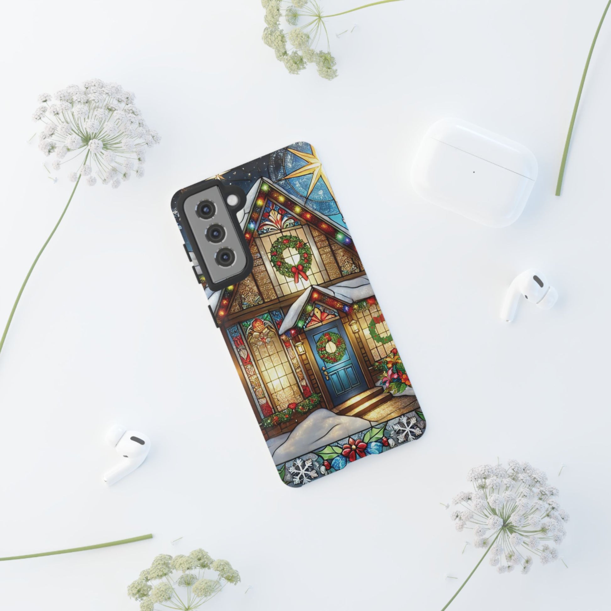 Stain Glass Christmas Phone Case Unique Holiday Protection for Your Device | Stylish & Durable Cover Gift for Her Phone 15, Samsung iPhone Samsung Accessory Gift for Her - MRSBYVALLE