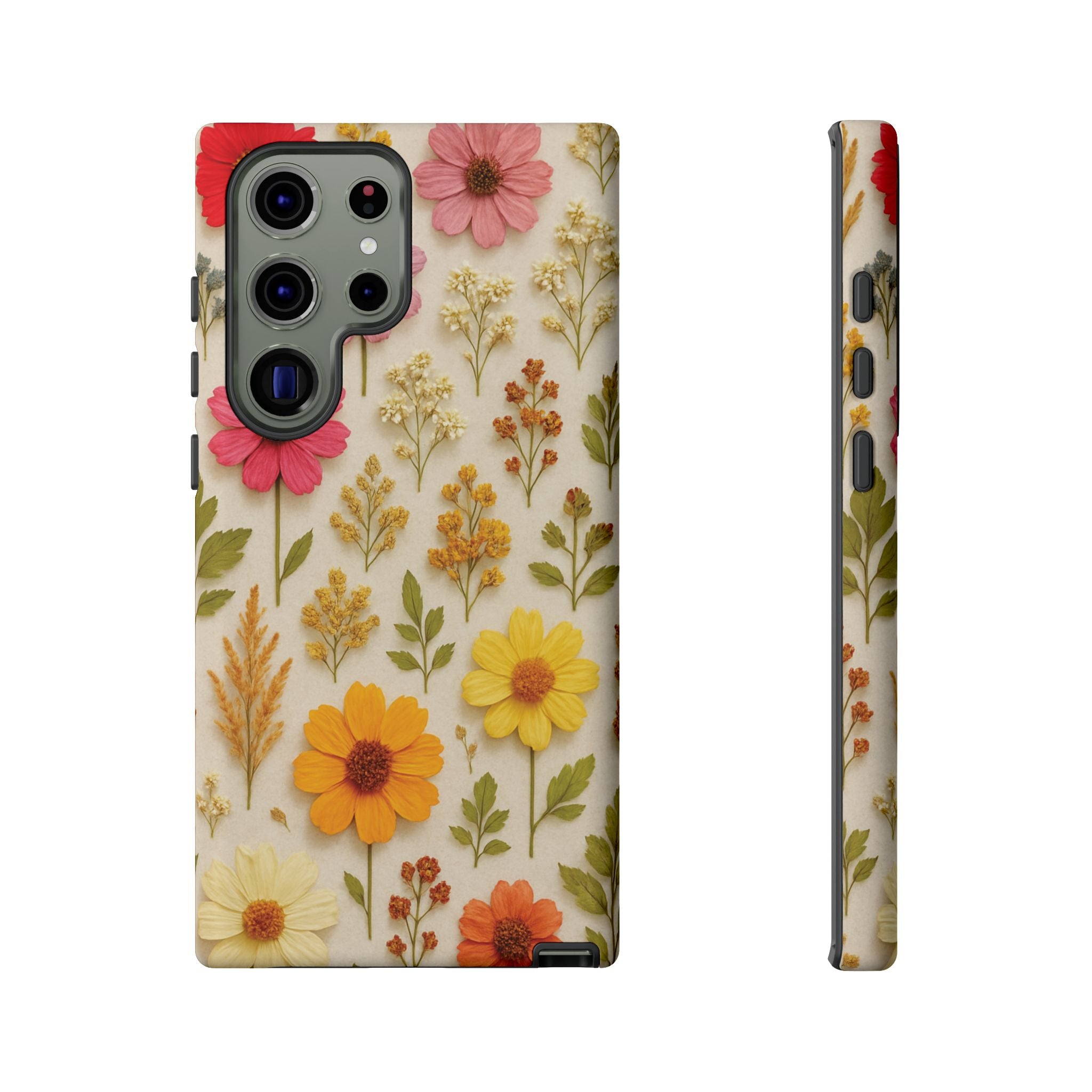 Dried Flowers Illusion Phone Case – Realistic Botanical Aesthetic, Colorful Pressed Floral Art, Trendy Nature-Inspired Protective Cover  iPhone & Samsung Models