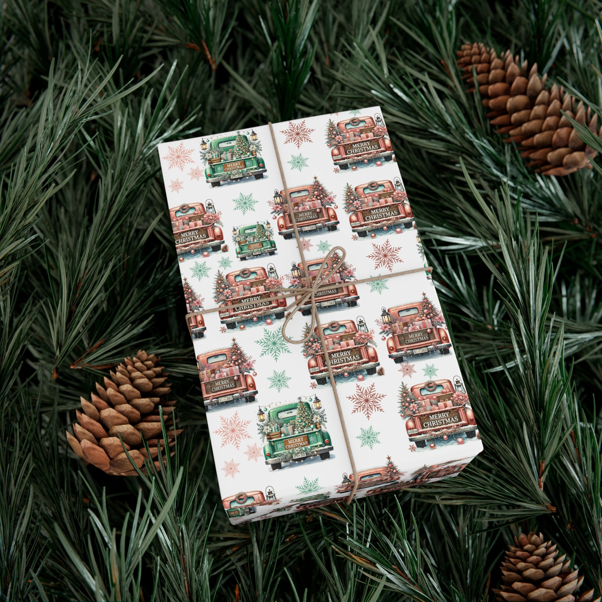Charming Pink & Mint Green Christmas Pickup Gift Wrap Paper – Festive and Unique Holiday Wrapping, Perfect for Adding a Playful Touch to Your Gifts - MRSBYVALLE