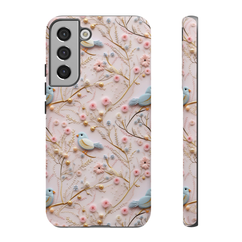 3D Birds Elegant Faux Flowers Phone Case Stylish & Durable for iPhone Samsung Gift iPhone 15, 14, 13 Samsung Pixel Gift for Mom Accessory Gift for Her