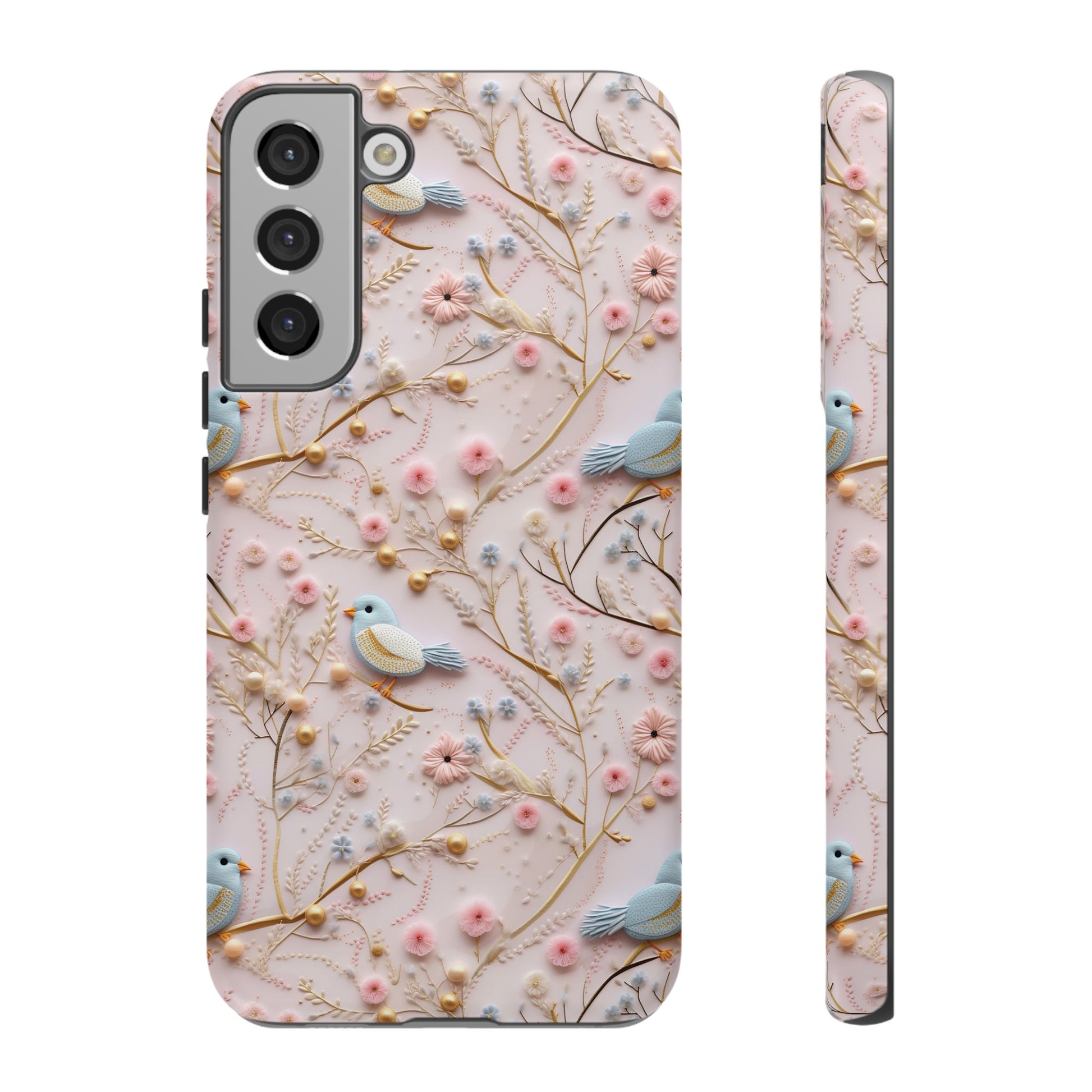 3D Birds Elegant Faux Flowers Phone Case Stylish & Durable for iPhone Samsung Gift iPhone 15, 14, 13 Samsung Pixel Gift for Mom Accessory Gift for Her