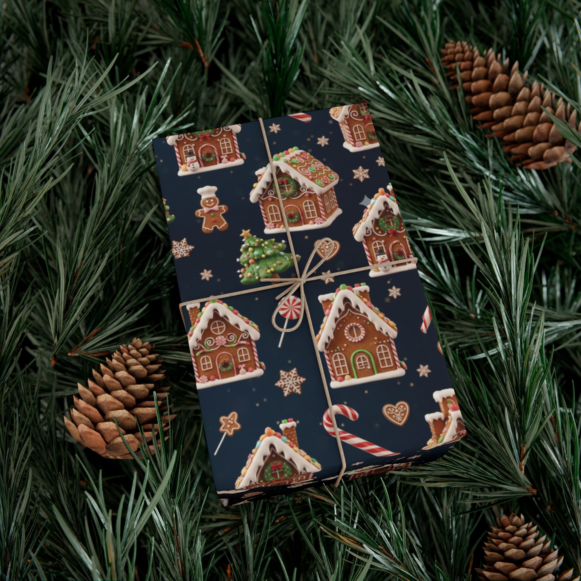 Vintage 3D Gingerbread House Christmas Wrapping Paper | Elegant  Holiday Gift Wrap3 Size Options Available Gift Mom