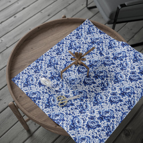 Blue & White Chinoiserie Peony Floral Luxury Gift Wrapping Paper Elegant Gift Wrap for Weddings & Holidays