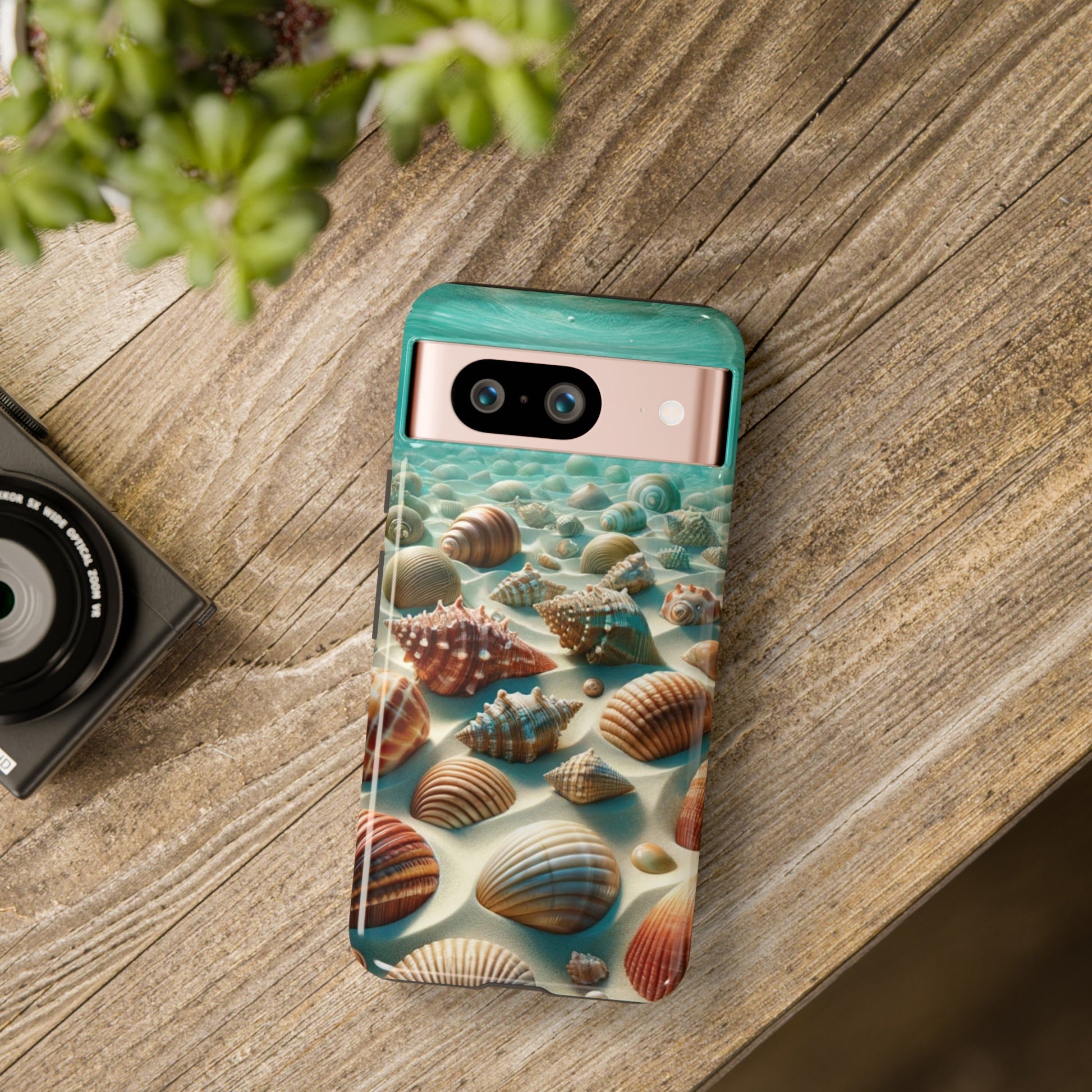 Plush Ocean Bliss Turquoise Seashell Ocean Beach View Protective Phone Case Gift for Her Phone 15, Samsung iPhone Samsung Gift for Her Case iPhone 15, Samsung iPhone Samsung Accessory Gift for Her.