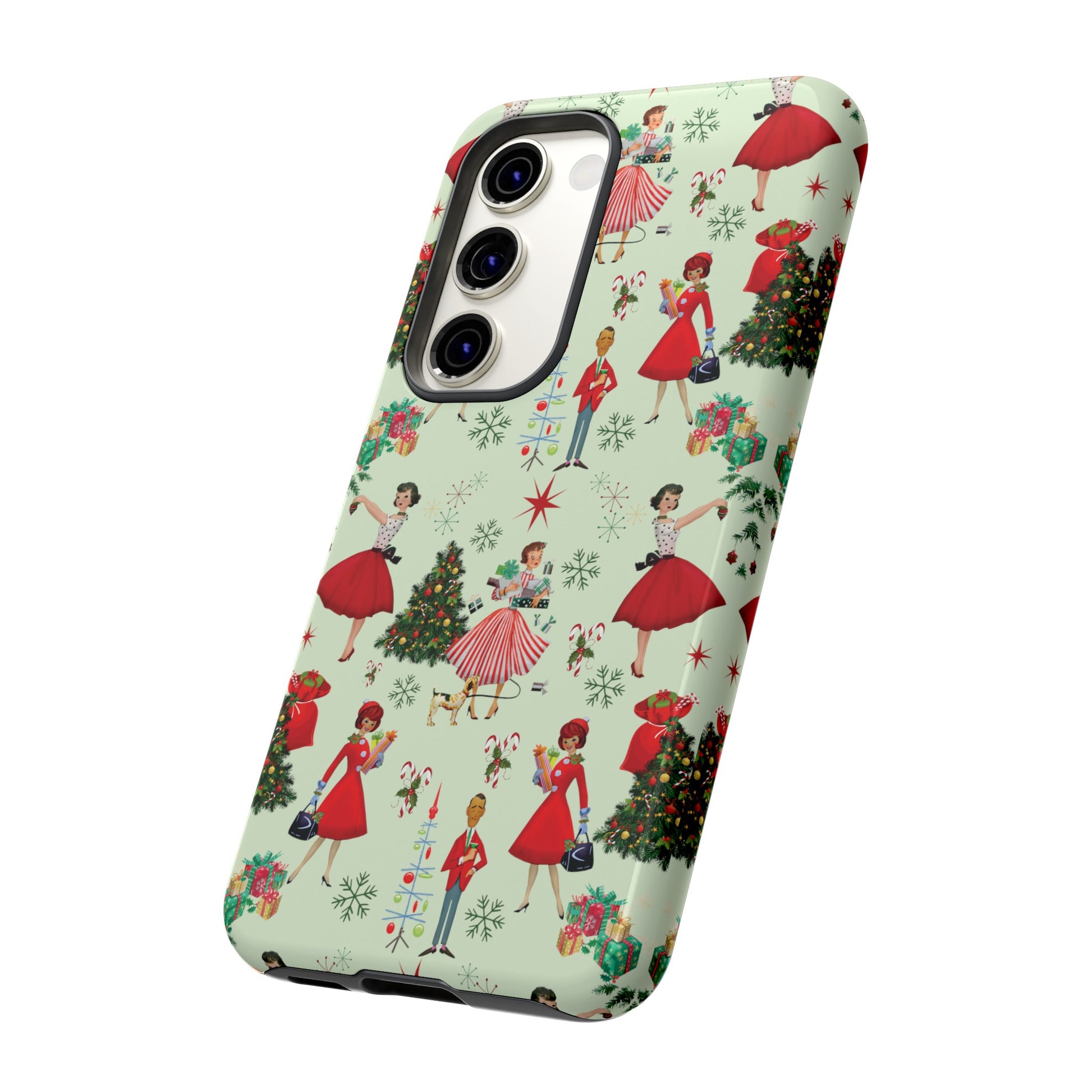 1950s Vintage Phone Case - Retro Christmas Design | Unique Holiday Protection for Your Device | Stylish & Durable Cover Gift for Her Phone 15, Samsung iPhone Samsung Accessory Gift for Her