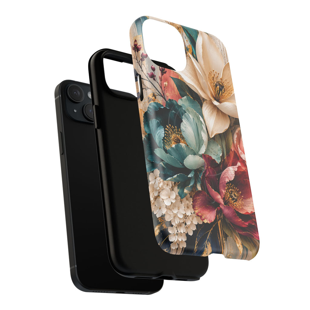 Vintage Floral Bouquet phone case Tough Magnetic Case Velvet Bloom Floral Art iPhone Case  Botanical Protective Case Samsung Modern Garden