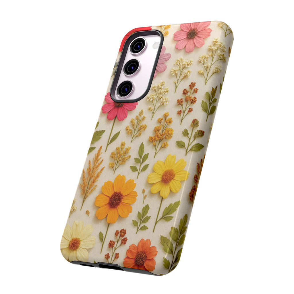 Dried Flowers Illusion Phone Case – Realistic Botanical Aesthetic, Colorful Pressed Floral Art, Trendy Nature-Inspired Protective Cover  iPhone & Samsung Models