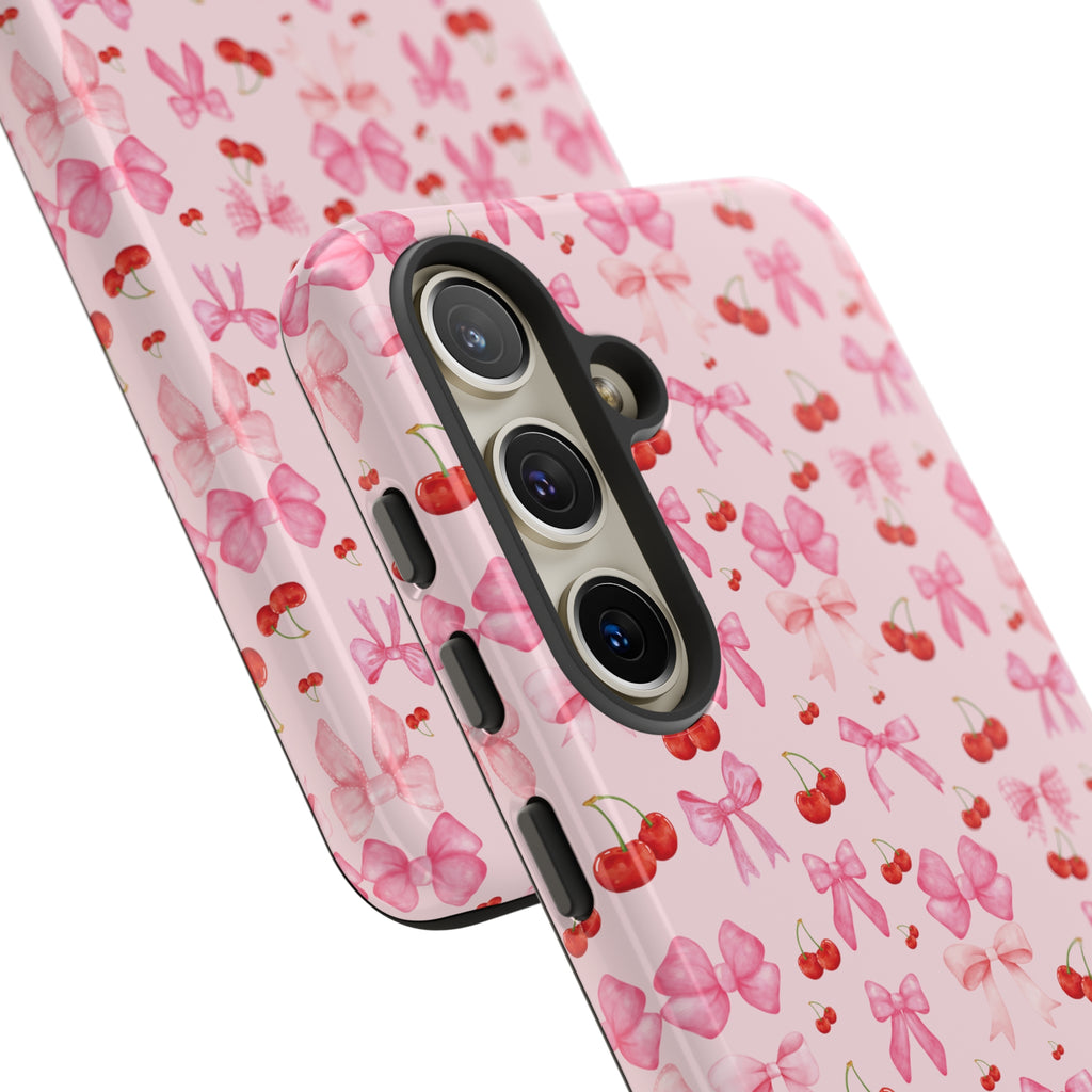 Coquette phone case Cherry Coquette Ribbon Bow iPhone Case Fruity, Girly Gift for Her Phone 15, Samsung iPhone Samsung Gift for Her Case iPhone 15, Samsung iPhone Samsung Accessory Gift for Her.
