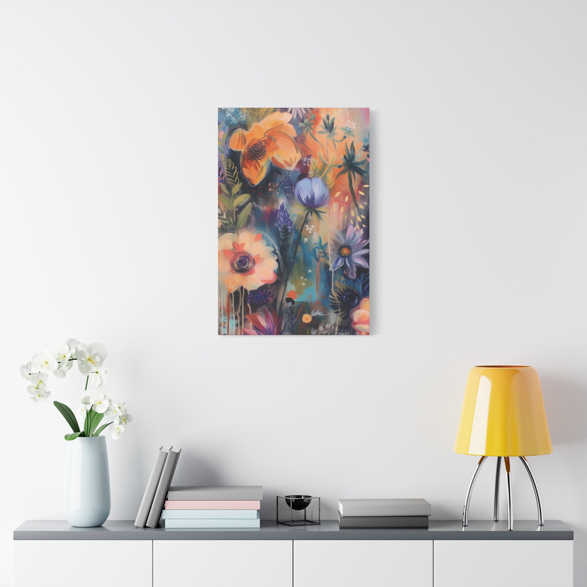 Boho Floral Wall Art Matte Canvas Stretched, Vibrant Botanical Design, Perfect for Living Room, Bedroom, or Office Decor, Adds a Stylish Touch to Any Space1.25" - MRSBYVALLE