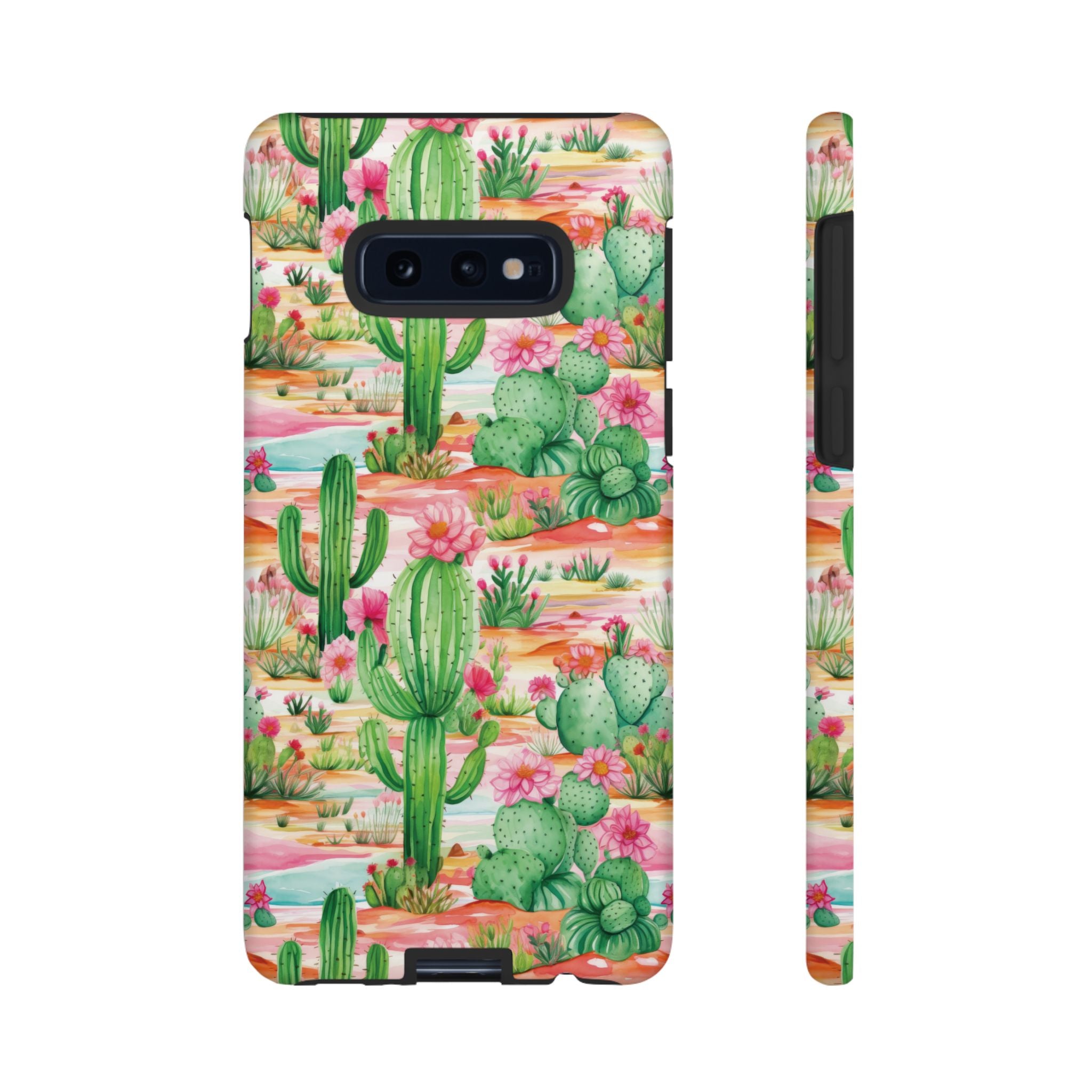 Pink and Mint Green Cactus Phone Case - Tough, Stylish Cover with Cactus Flowers | Durable Protection for iPhone & Android | Fresh Nature-Inspired Design!