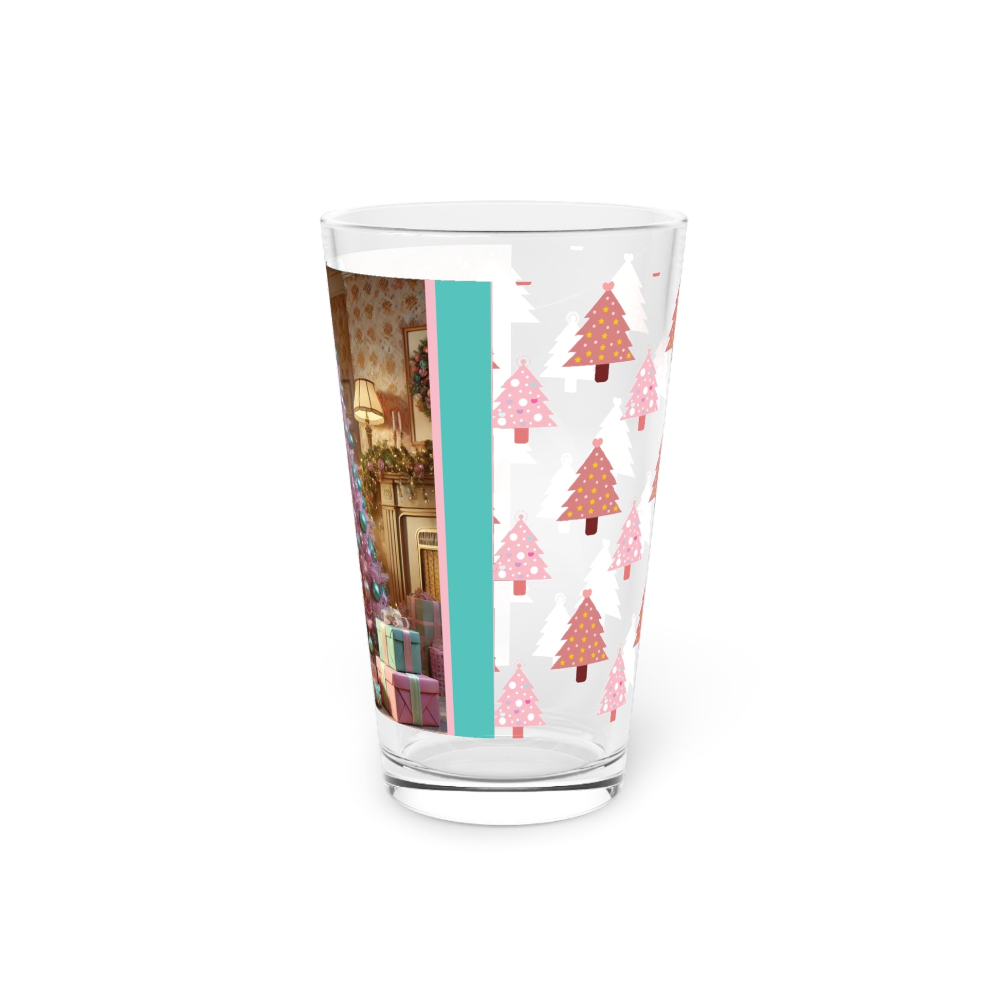 Pink Best Christmas Theme 16oz Pint Glass Festive Holiday Design, Perfect for Seasonal Drinks, Cheerful Decor, Ideal Gift for Christmas Celebrations and PartiesElegance Durable, High-Quality Glassware Perfect for Parties - MRSBYVALLE