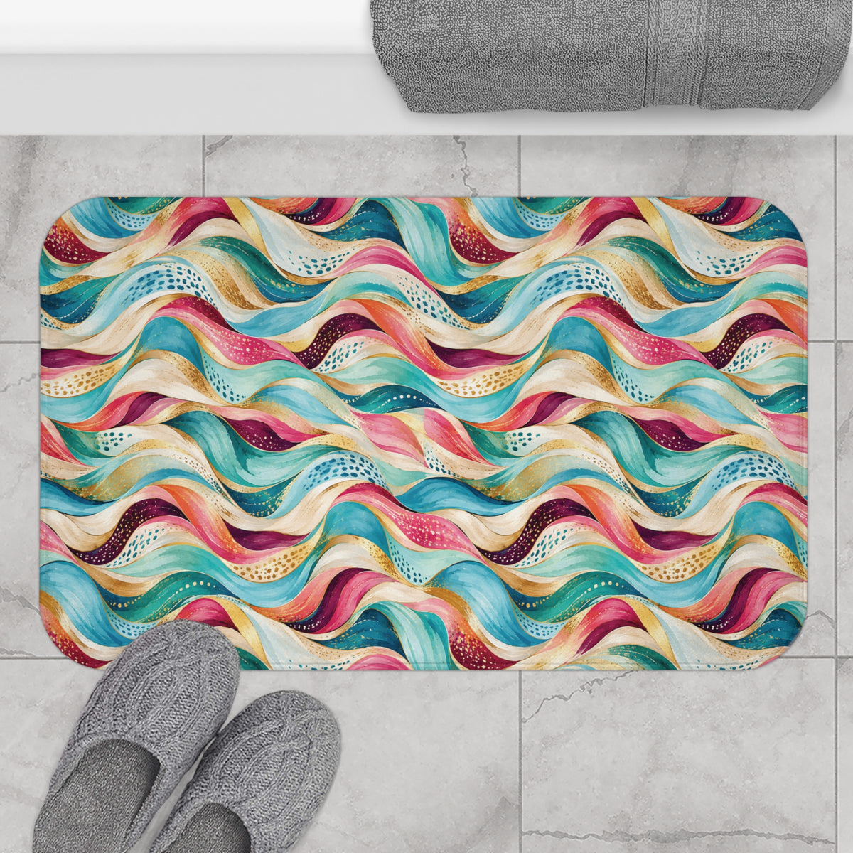 Colorful Wave Memory Foam Bath Mat