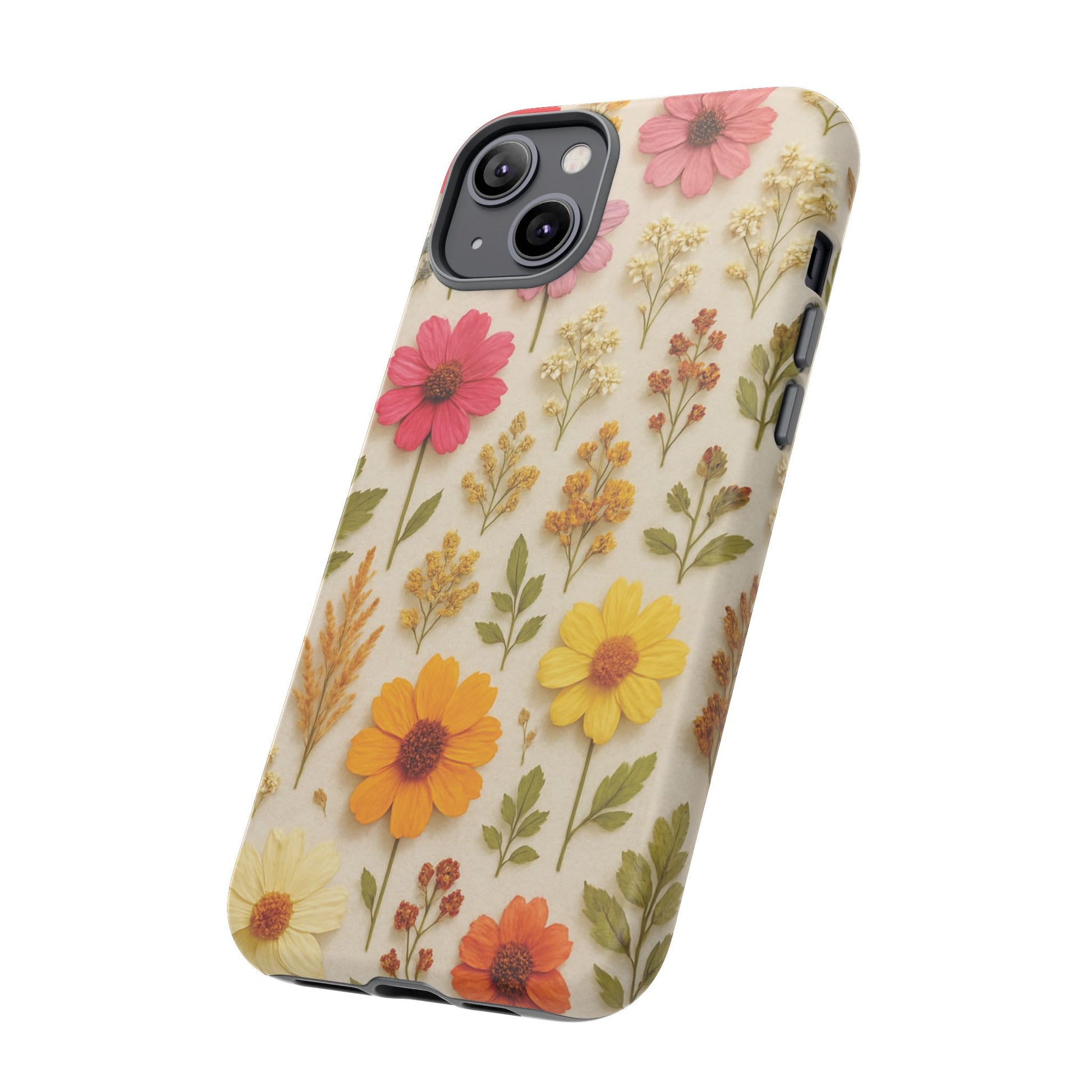 Dried Flowers Illusion Phone Case – Realistic Botanical Aesthetic, Colorful Pressed Floral Art, Trendy Nature-Inspired Protective Cover  iPhone & Samsung Models
