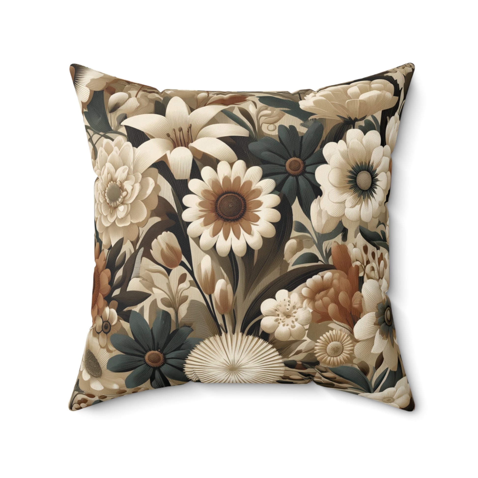 Mid-century Modern Floral Square Pillow Elegant Holiday Decor Perfect for all Seasonal Decorations Perfect Accent for Living Rooms, Bedrooms, Soft, Durable, Pillow Gift New House, Bridal Shower Gift - MRSBYVALLE