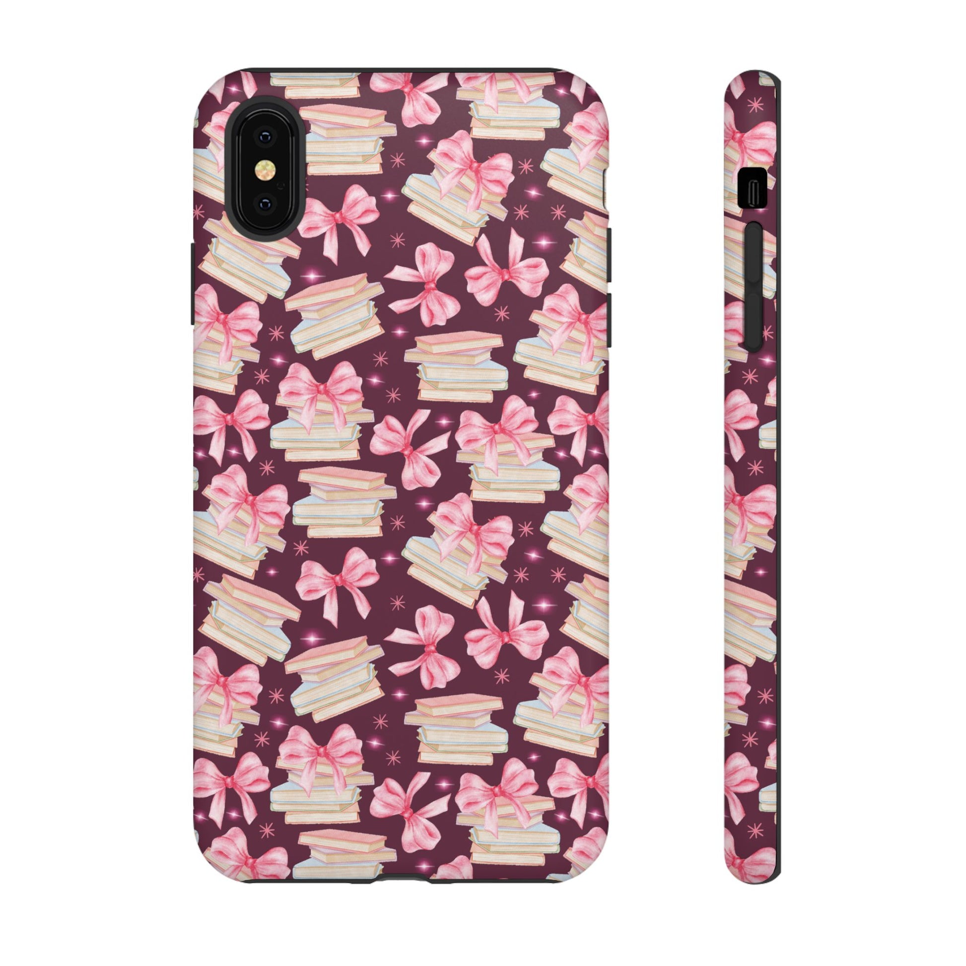 Coquette Pink Bows & Books Phone Case for iPhone 16 15 14 13 12  21 23 Samsung, and Pixel | Stylish Protective Cover Gift for Her Perfect for Floral Lover