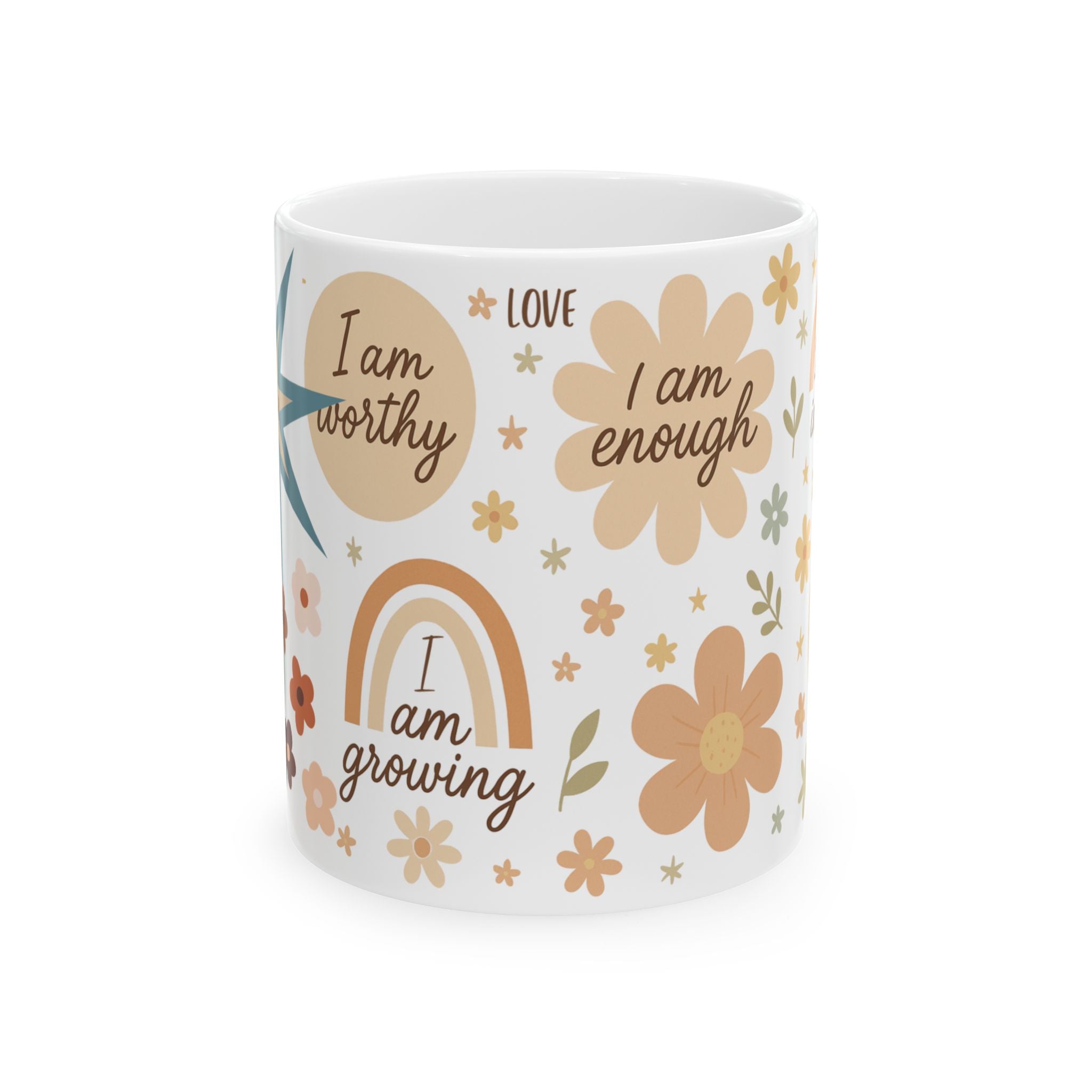 Affirmation Mug: I Am Worthy, I Am Capable, Peace - Daily Motivation, Self-Love Gift, Mindfulness - Positive Quote Coffee Cup for her