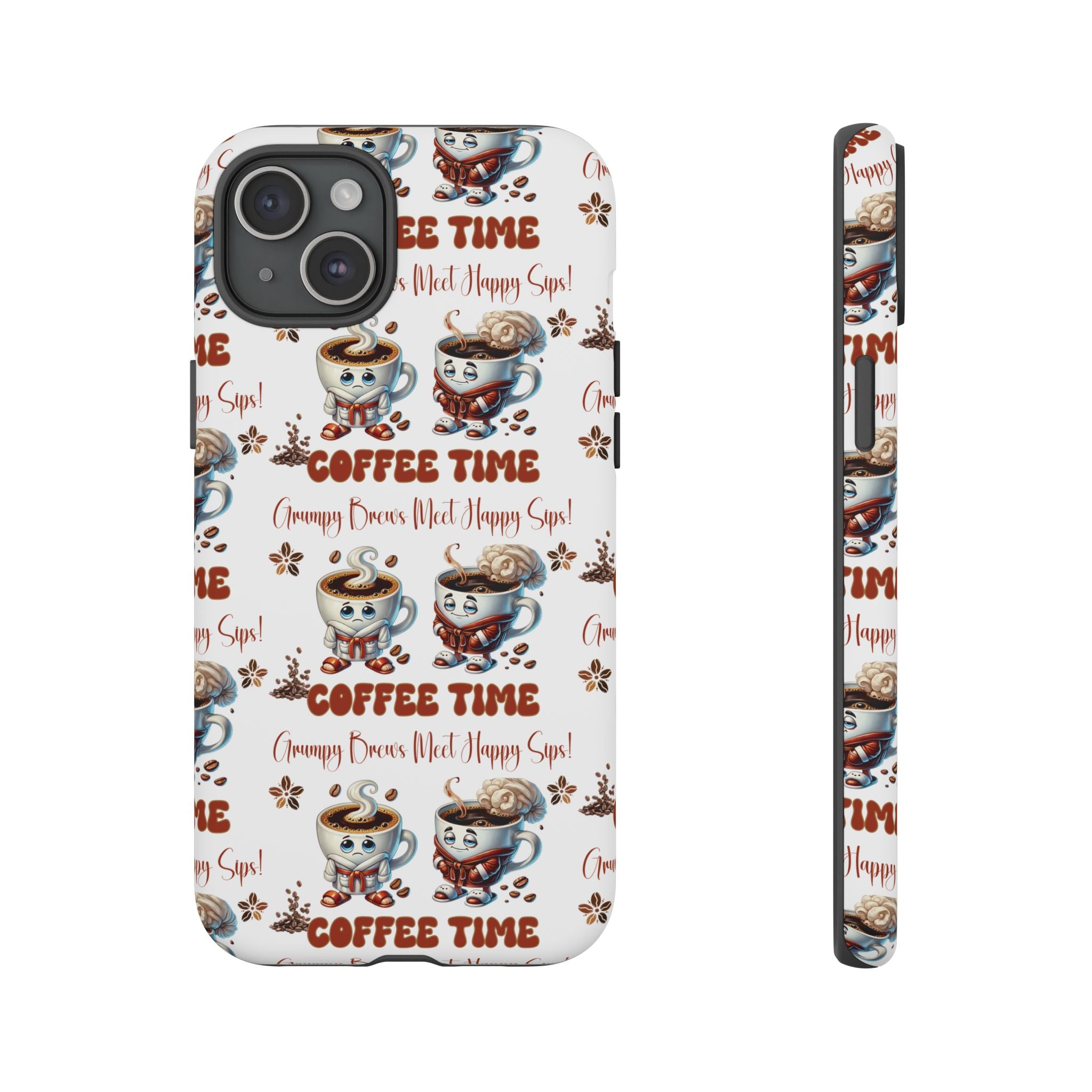 Grumpy Brews Meet Happy Sips Phone Case Compatible with iPhone, Samsung & Pixel | Fun, Durable Protection for Coffee Lovers | Unique Design, Shockproof & Scratch-Resistant Perfect for Coffee Lover - MRSBYVALLE