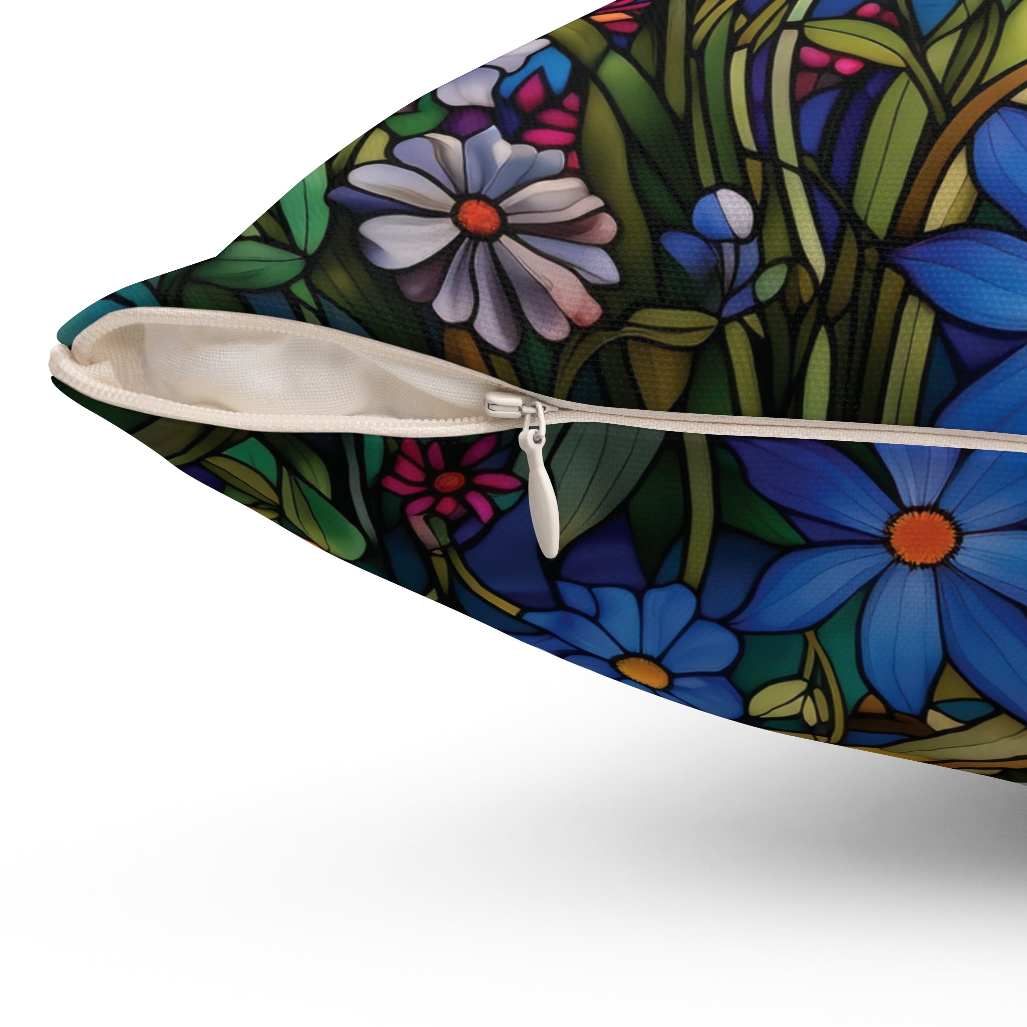 Wildflowers Stain Glass Illusion Decorative Pillow - Retro Christmas Design Square Decorative Pillow  Accent Home Decor | Premium Quality, Soft, and Durable | Perfect for Couch, Bed, or Chair | Elegant Bedrooms Pillow Gift New House, Bridal Shower Gift - MRSBYVALLE