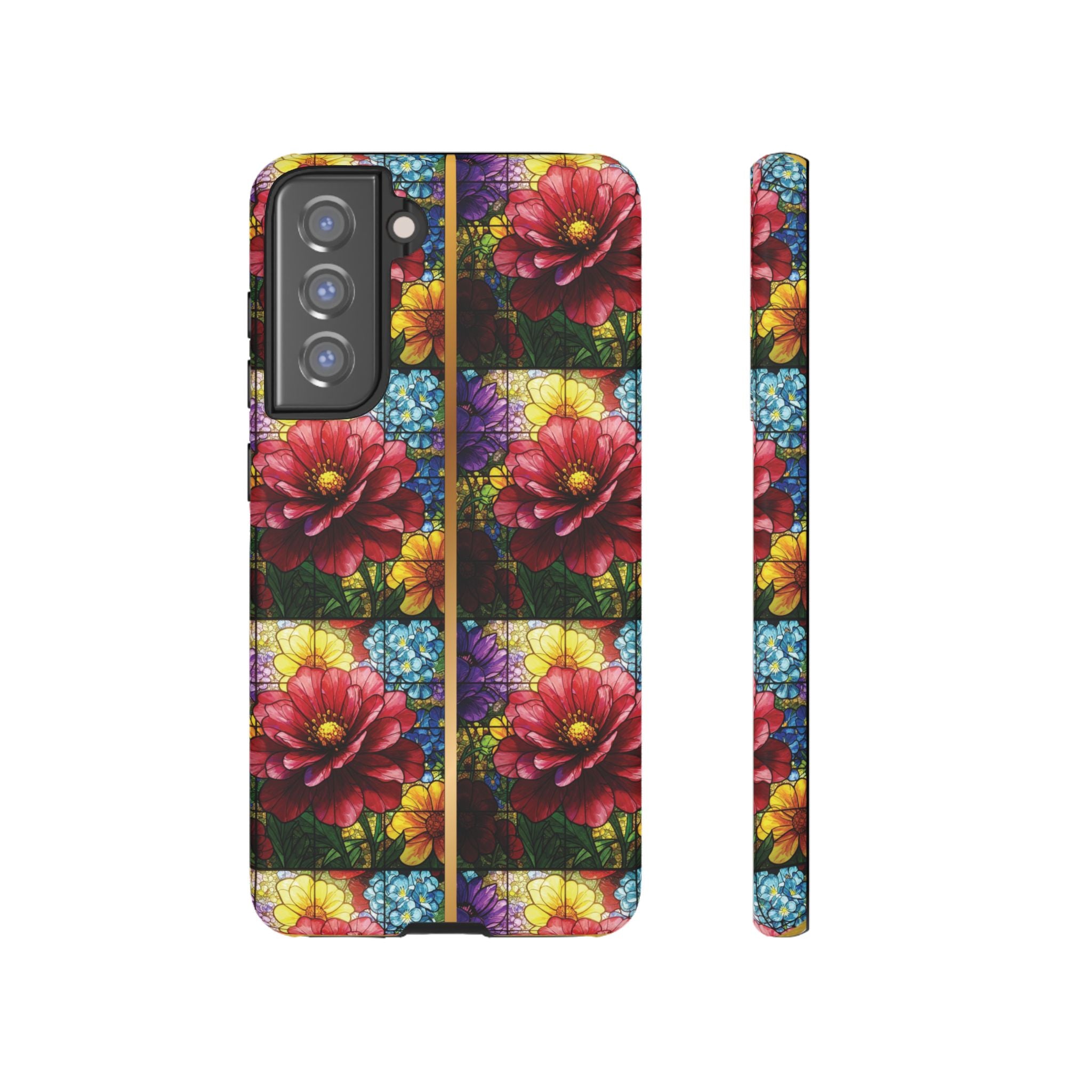 Stained Glass Illusion Floral Phone Case  3D Colorful Flower Design, Protective Christian Gift, Fits iPhone, Samsung, Google Pixel